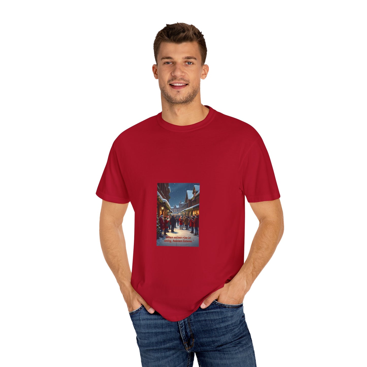 Cozy Winter Scene T-Shirt - Holiday Gift, Casual Wear, Layering Piece, Unisex Tee, Festive Fashion88a