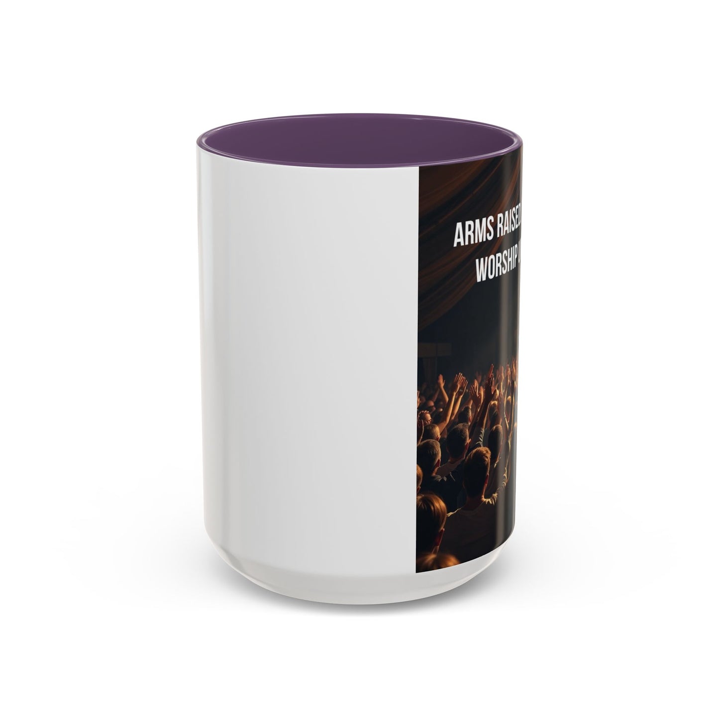Worship Concert Coffee Mug — "Arms Raised. Spirit Free. Worship Unchained" Accent Mug