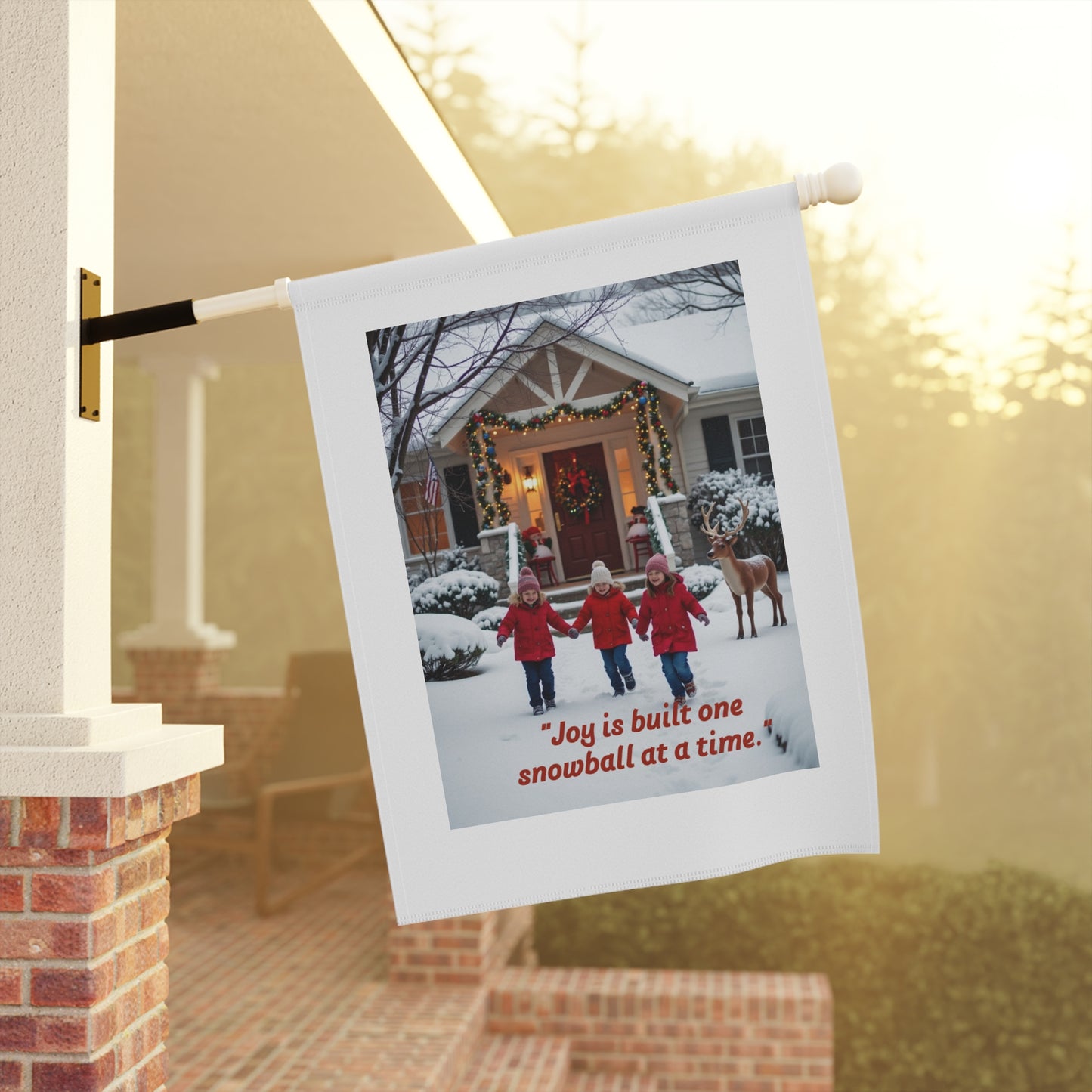 Winter Home Garden Banner, Snowman Greeting, 201