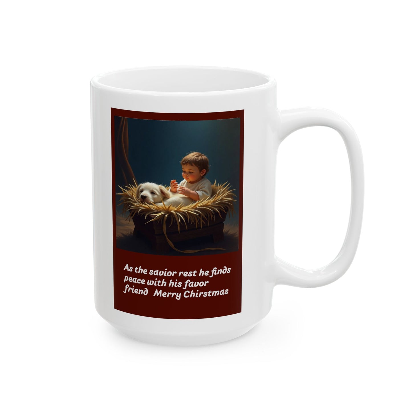 Christmas Peaceful Moments Mug, Cute Kid and Dog Design, Holiday Gift for Friends, Religious Mug, Cozy Winter Coffee Cup