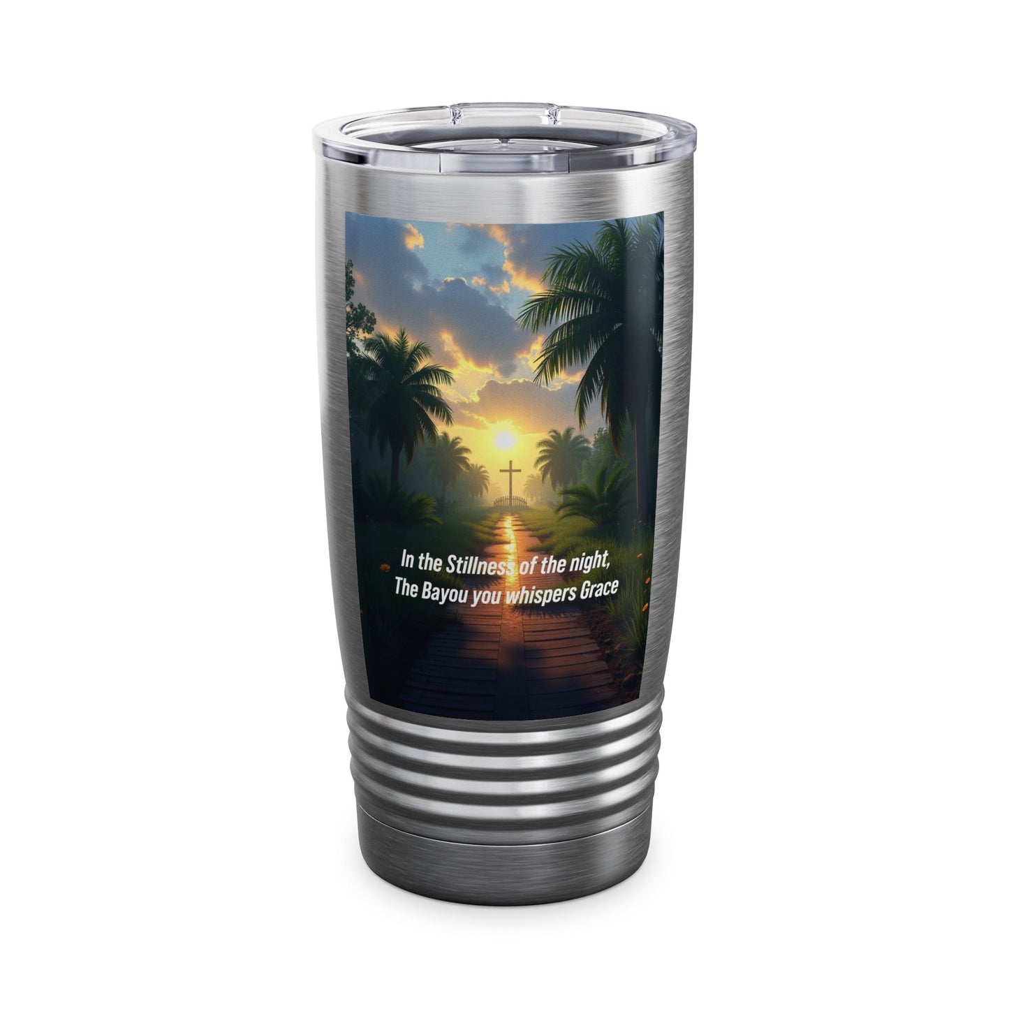 Sunset Bayou Prayer Tumbler — 20oz Faithful Stainless Travel Cup