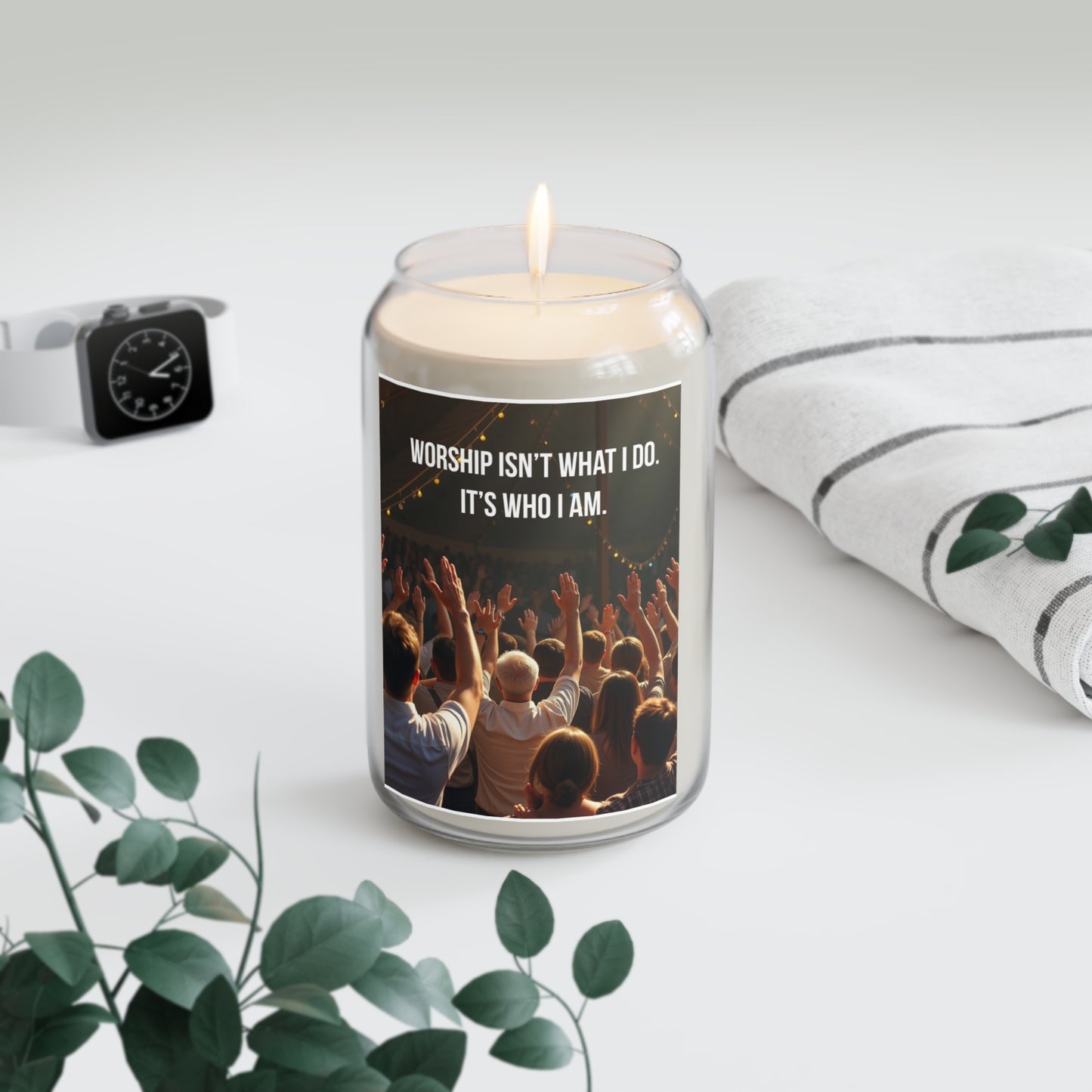 Worship Candle – 13.75 oz Scented Soy Candle ("Worship Isn't What I Do. It's Who I Am.")