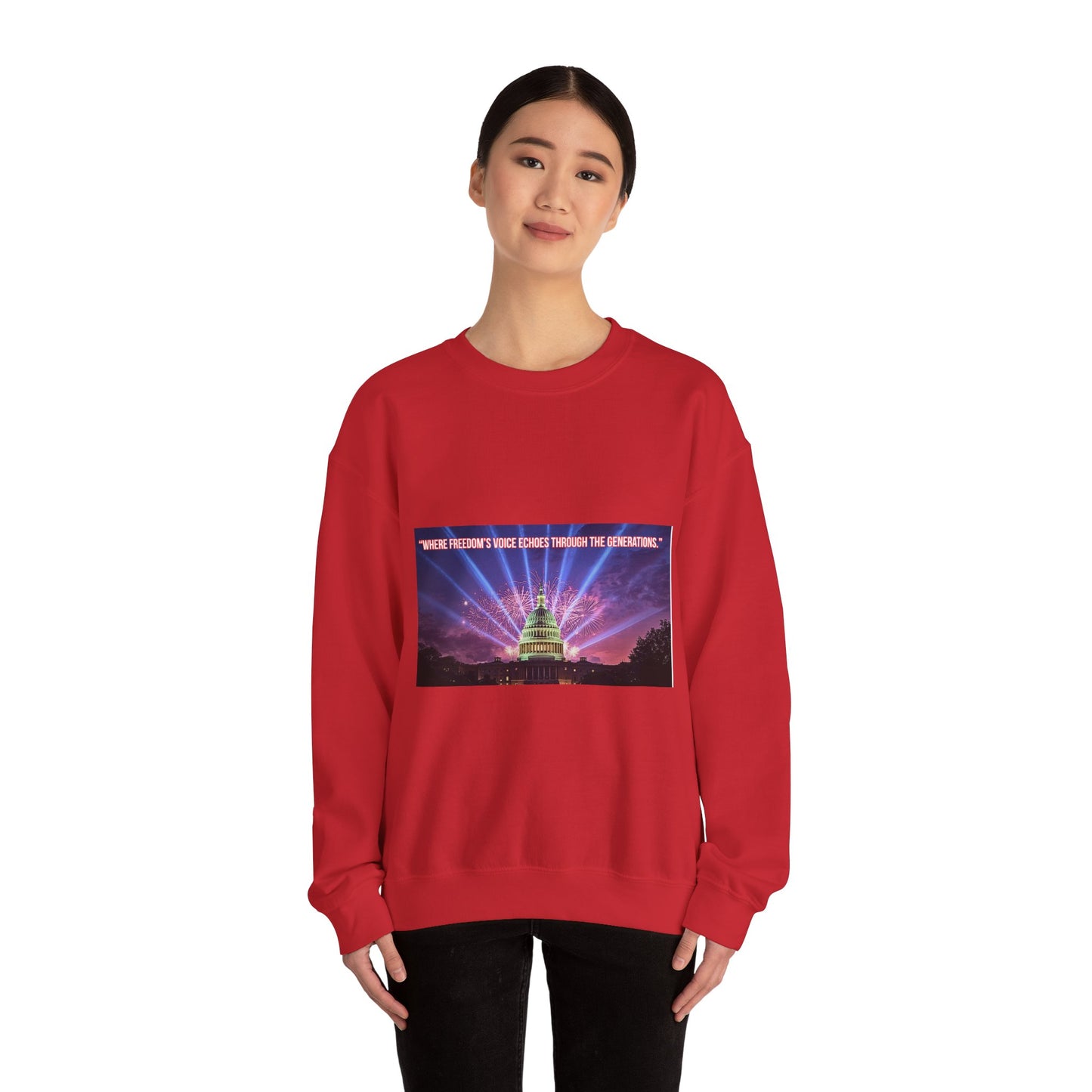 Crewneck Sweatshirt — "We’re Freedom’s Voice" Capitol Lightshow Graphic