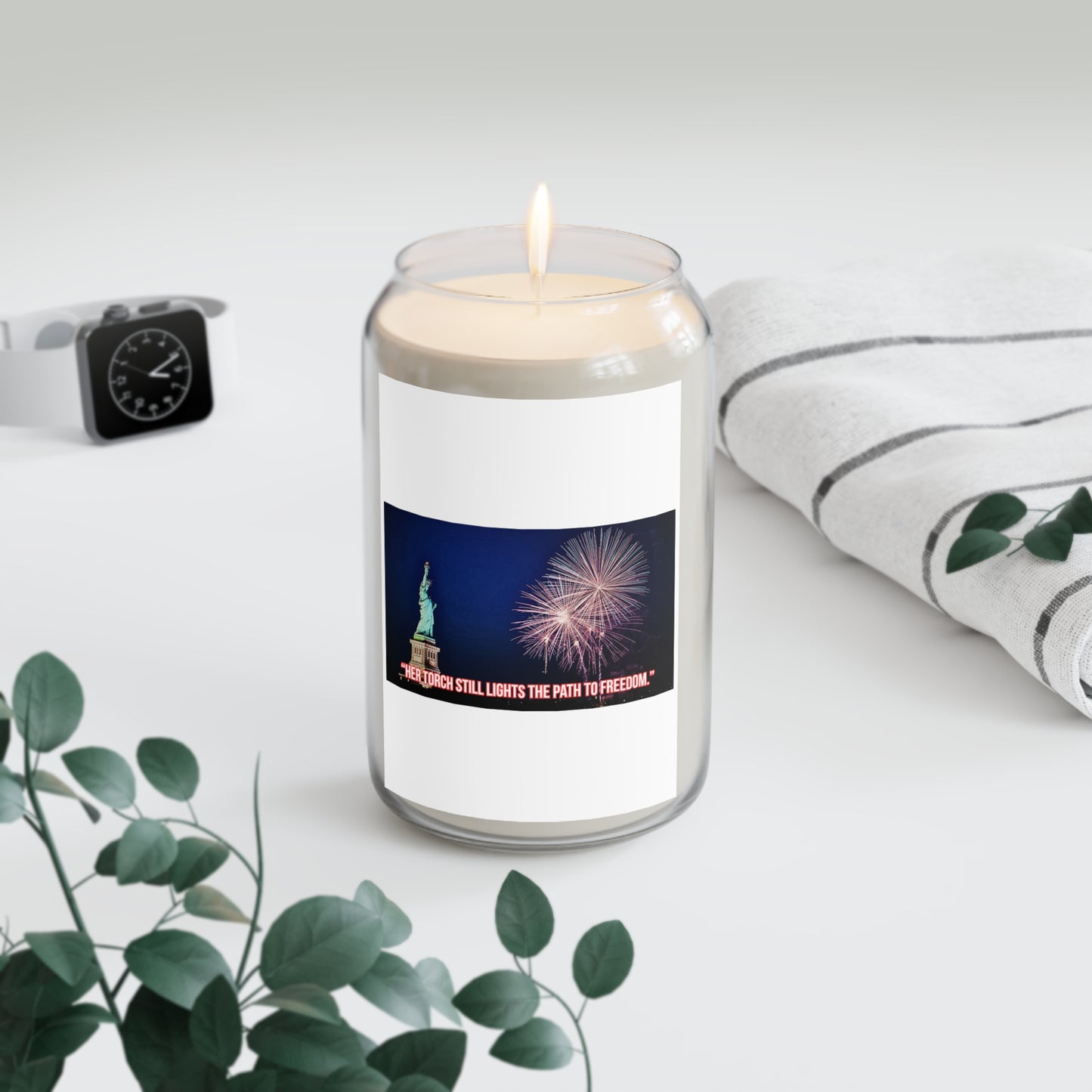 Liberty Fireworks Soy Candle — 13.75oz Scented Candle with Statue of Liberty Design
