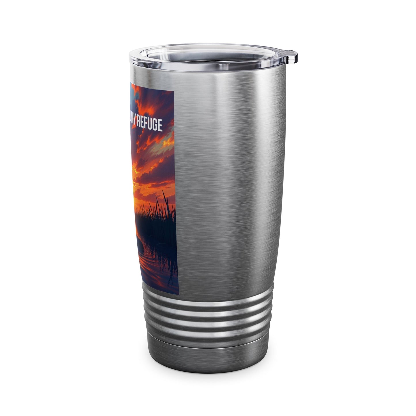 Worship Sunset 20oz Tumbler — "In Worship, I Find My Refuge" Inspirational Travel Mug