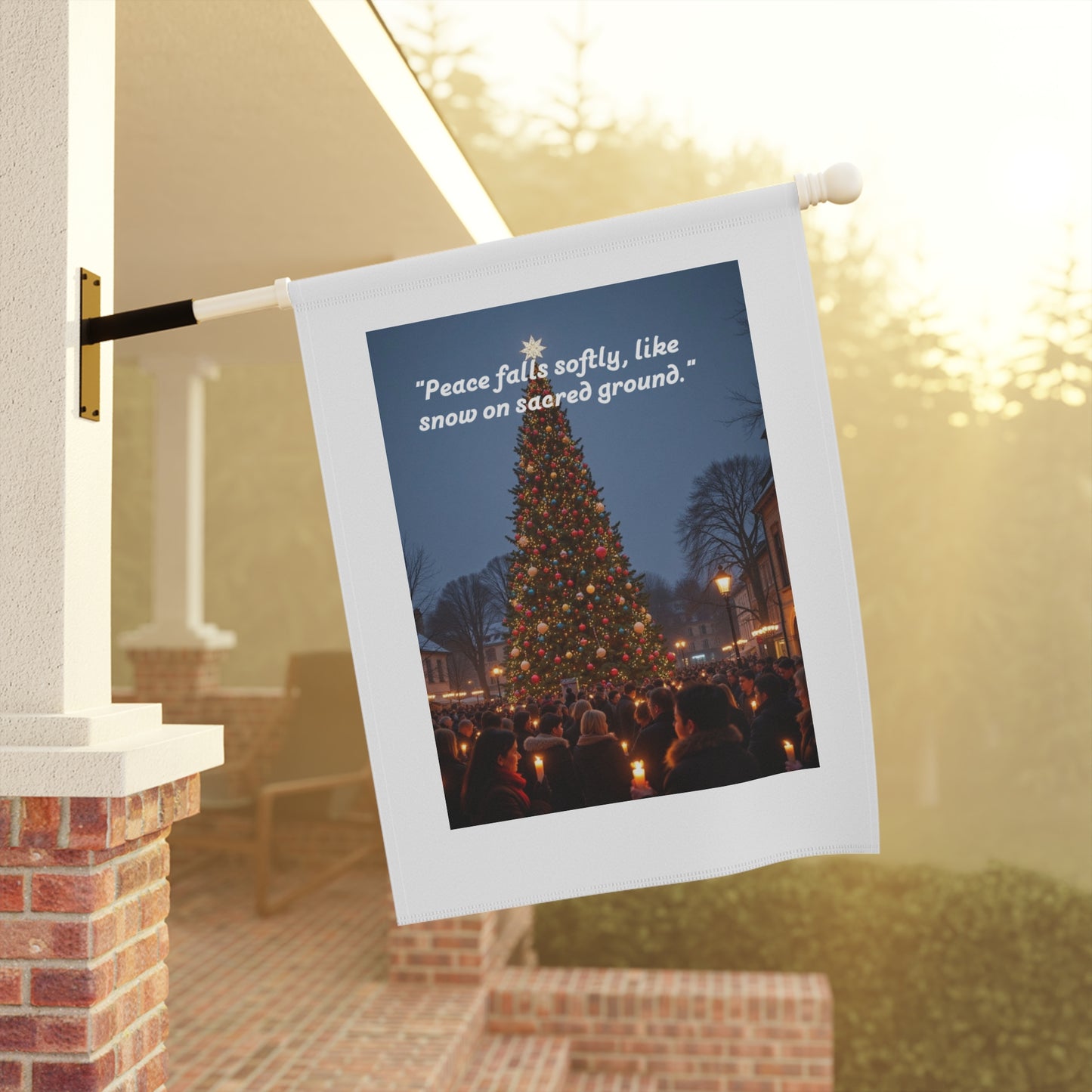 Peace falls softly like snow on sacred ground yard sign