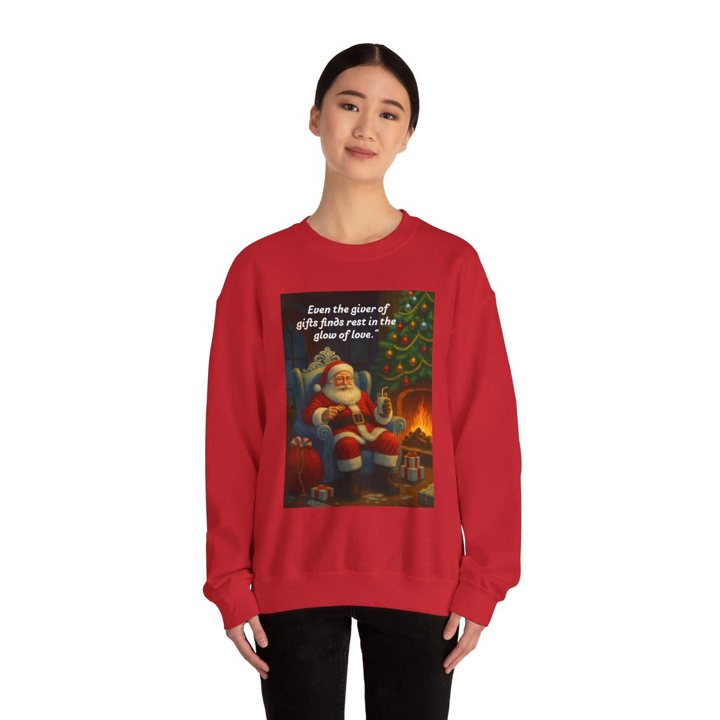 Cozy Christmas Sweatshirt: Santa's Gift of Love Quote, Holiday Warmth, Gift Idea, Festive Apparel, Winter Comfort