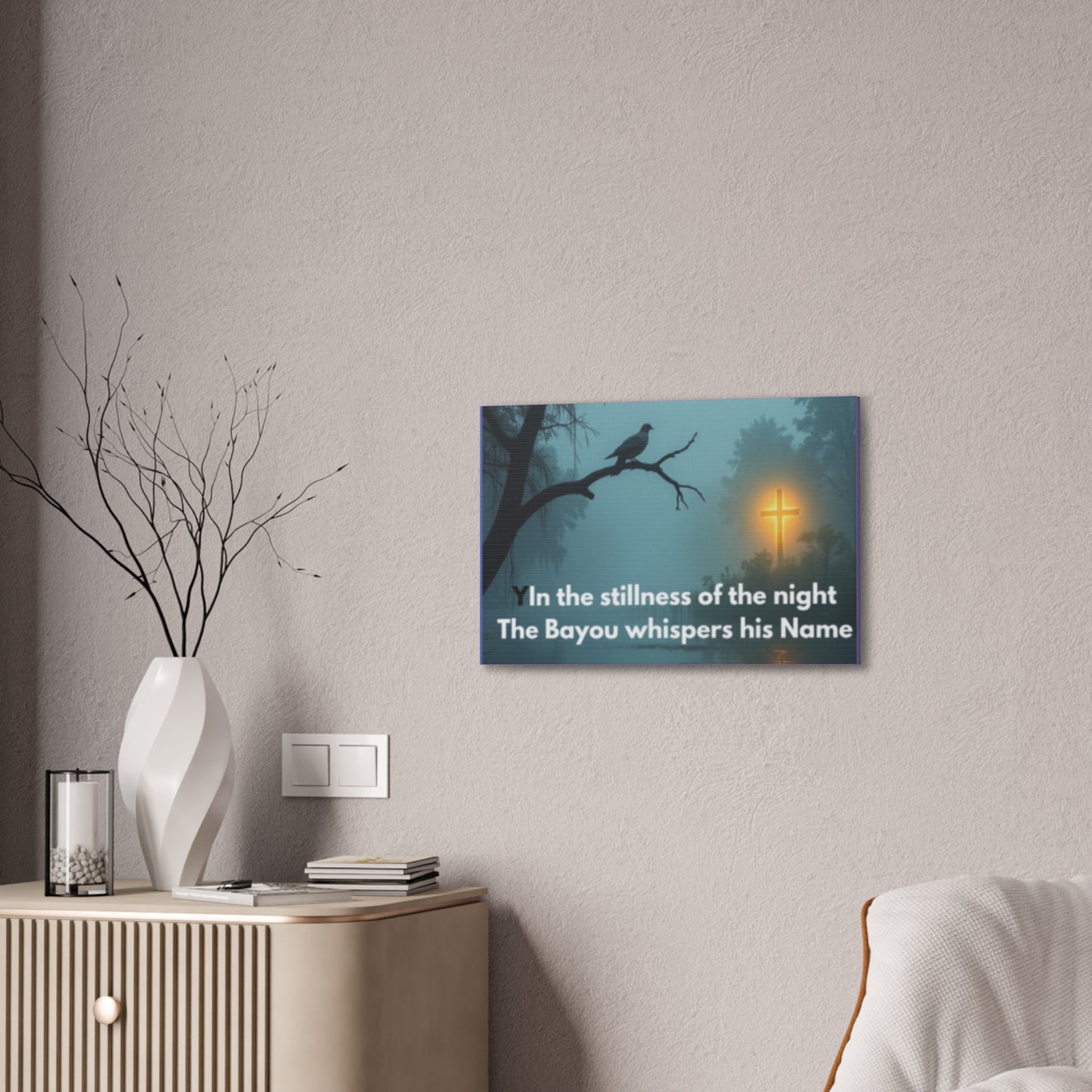 Bayou Night Canvas Wall Art — "In the stillness of the night the Bayou whispers his Name"