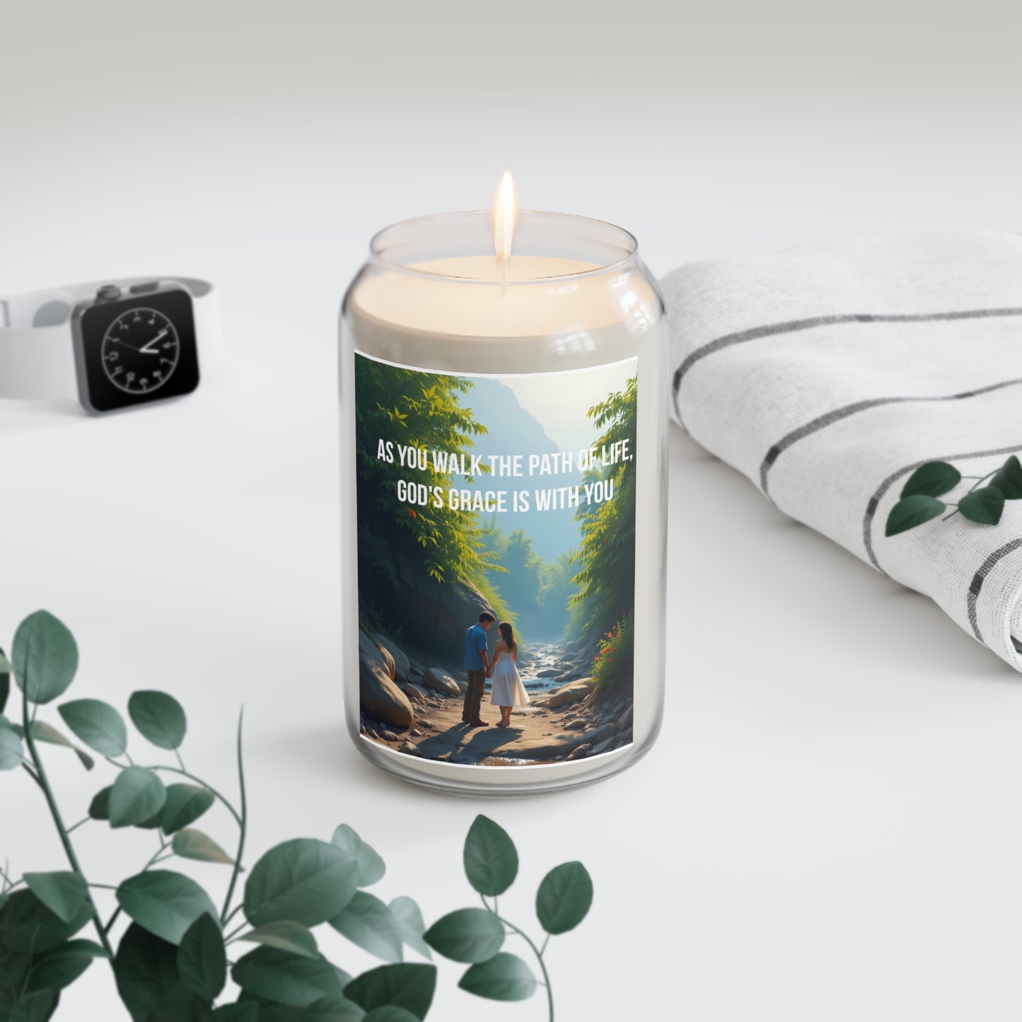 Inspirational Soy Candle — "As You Walk the Path of Life, God's Grace Is With You" (13.75oz)