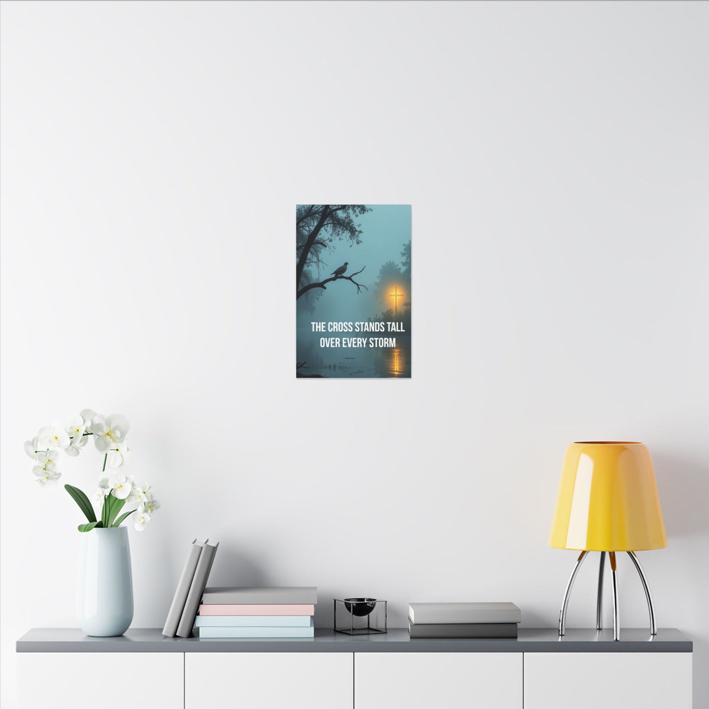 Faith Canvas Wall Art – "The Cross Stands Tall Over Every Storm" Matte Stretched Canvas