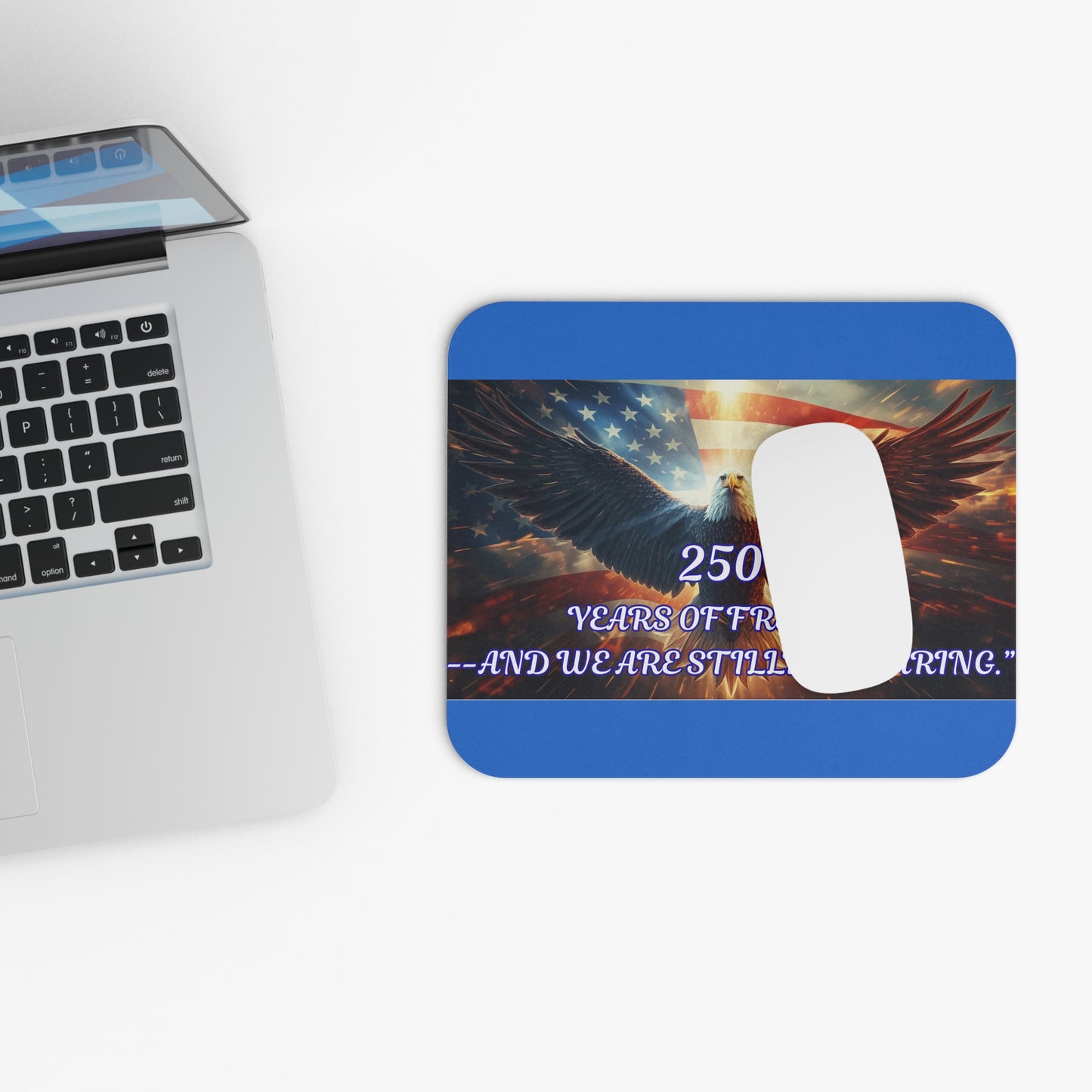 Patriotic Eagle Mouse Pad - "250 Years of Freedom" American Flag Desk Mat