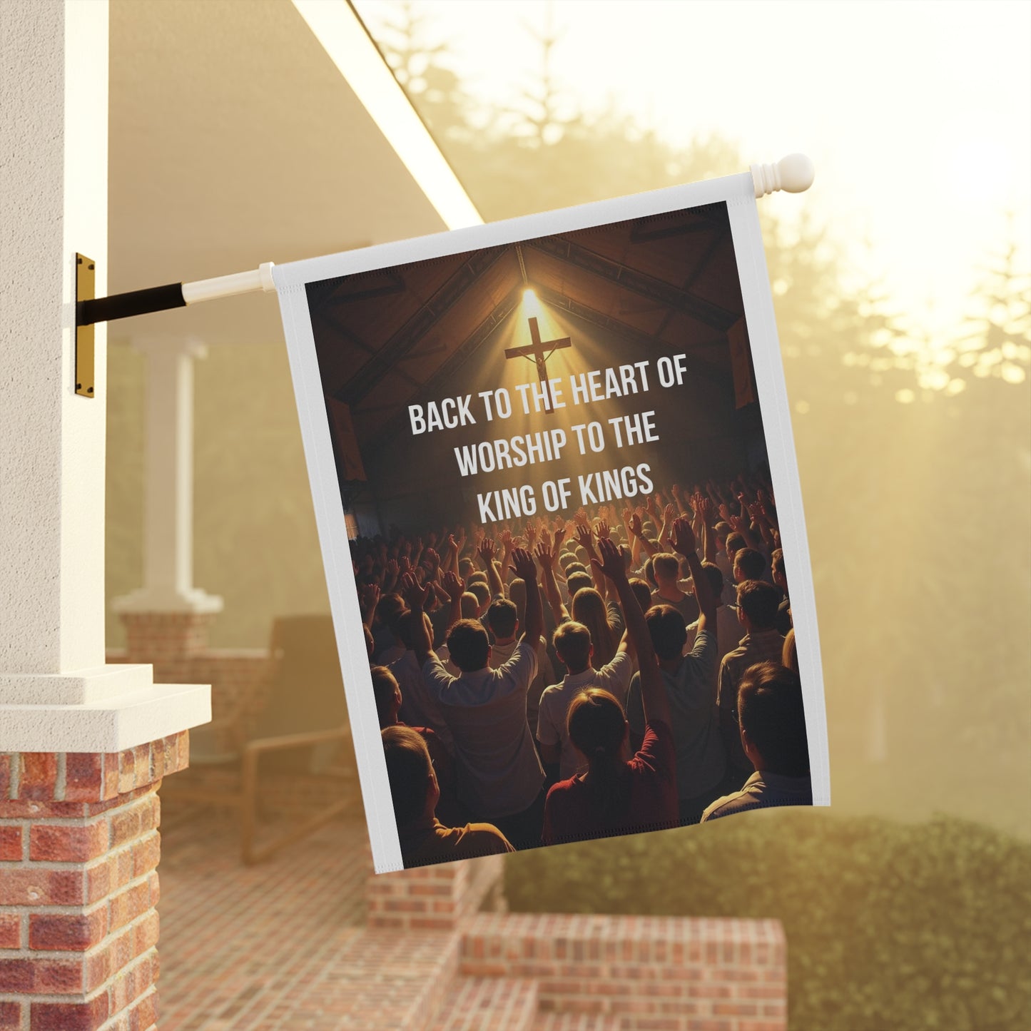 Christian Garden Flag — "Back to the Heart of Worship to the King of Kings"