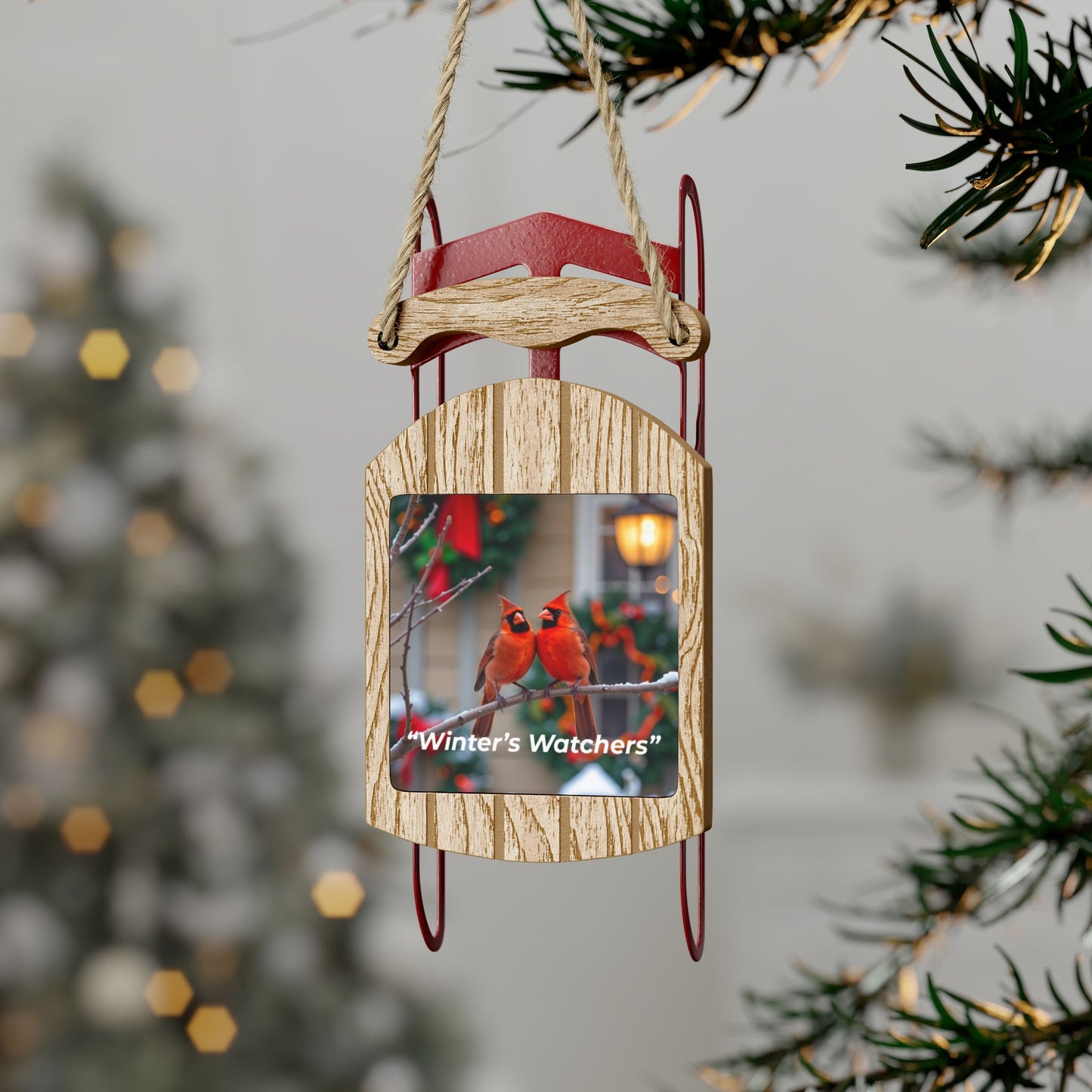 Rustic Sled Ornament, Winter Home Decor, Holiday Decoration, Christmas Gift, Personalized Ornament, Family Keepsake