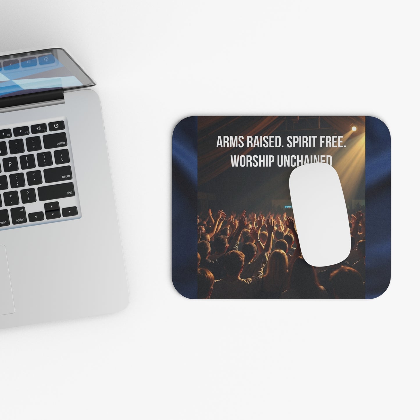 Worship Unchained Mouse Pad — Concert Crowd "Arms Raised, Spirit Free" Design