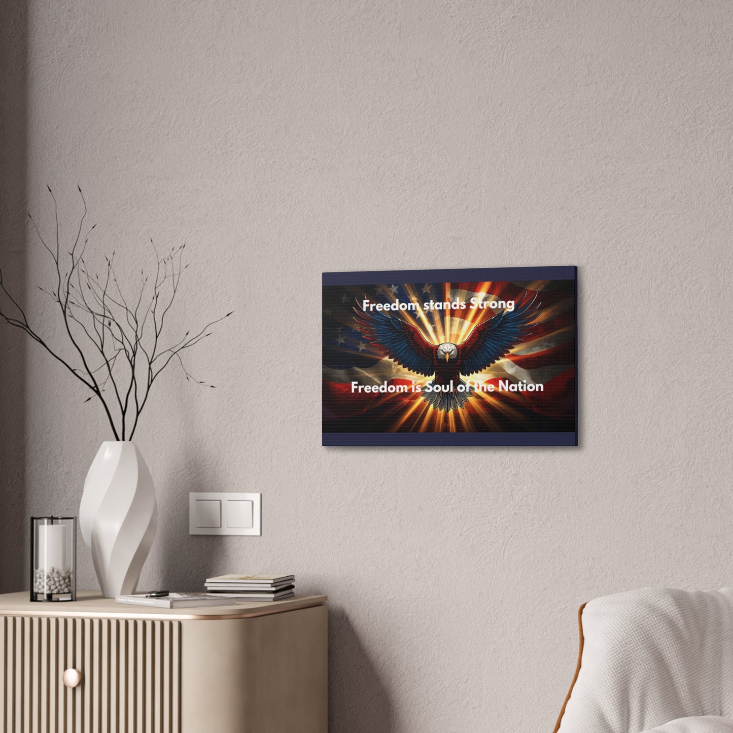 Patriotic Eagle Canvas Print – “Freedom Stands Strong” Wall Art