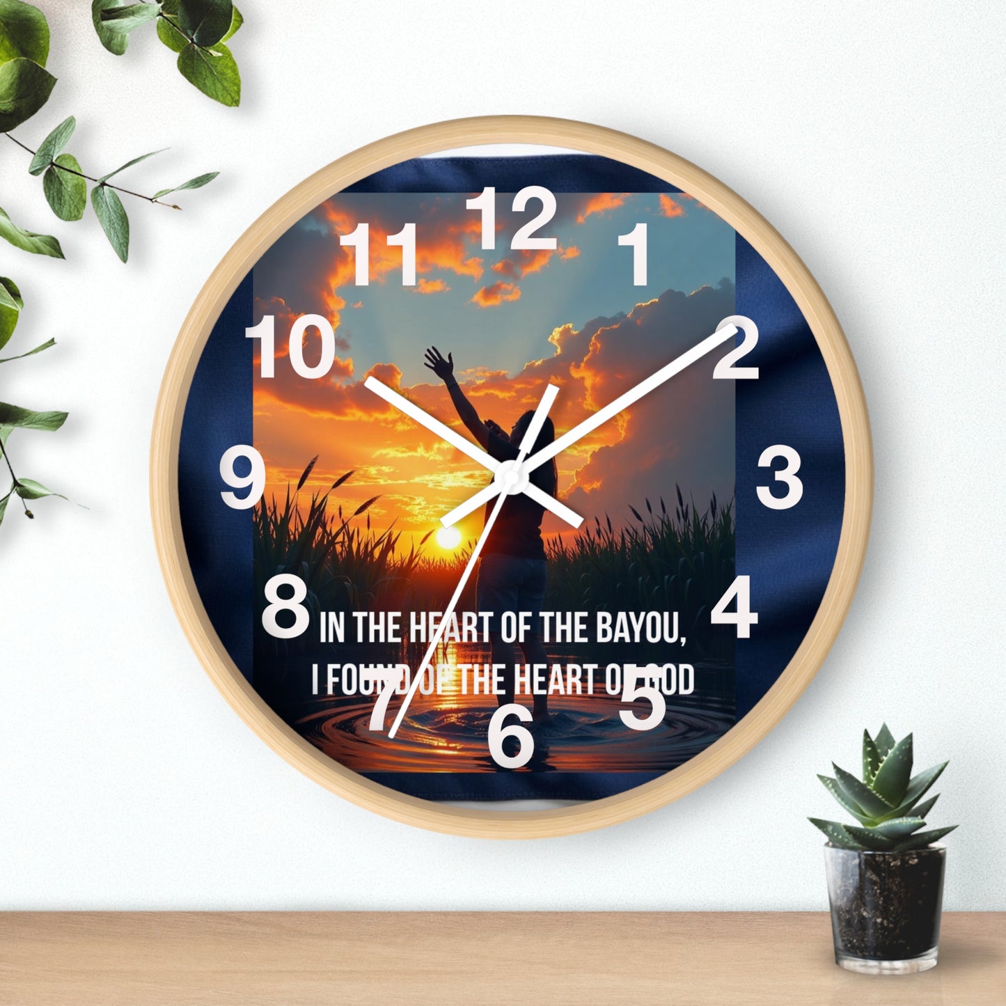 Bayou Sunset Wall Clock — "In the Heart of the Bayou, Found of the Heart of God"