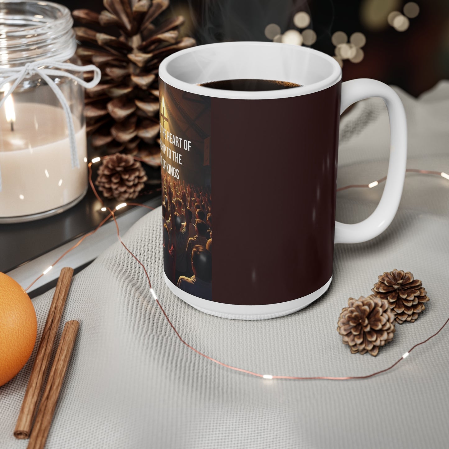Worship Coffee Mug — "Back to the Heart of Worship to the King of Kings" Ceramic Mug (11oz & 15oz)