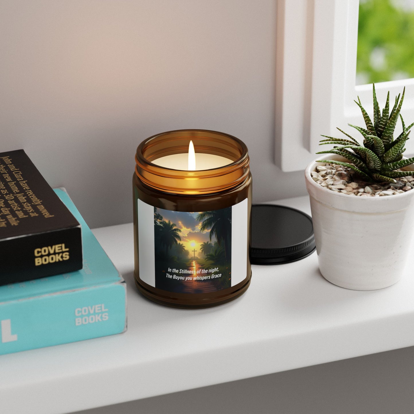 Tropical Sunset Soy Candle — Amber Jar Scented Candle with Uplifting Quote