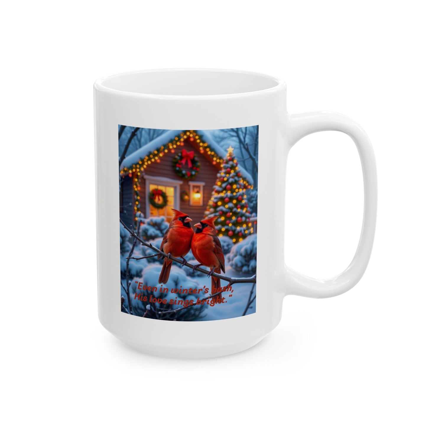 Festive Cardinal Charm Ceramic Mug - Winter Holiday Drinkware, Cozy Gift for Bird Lovers, Christmas Decor, 11oz/15oz 301