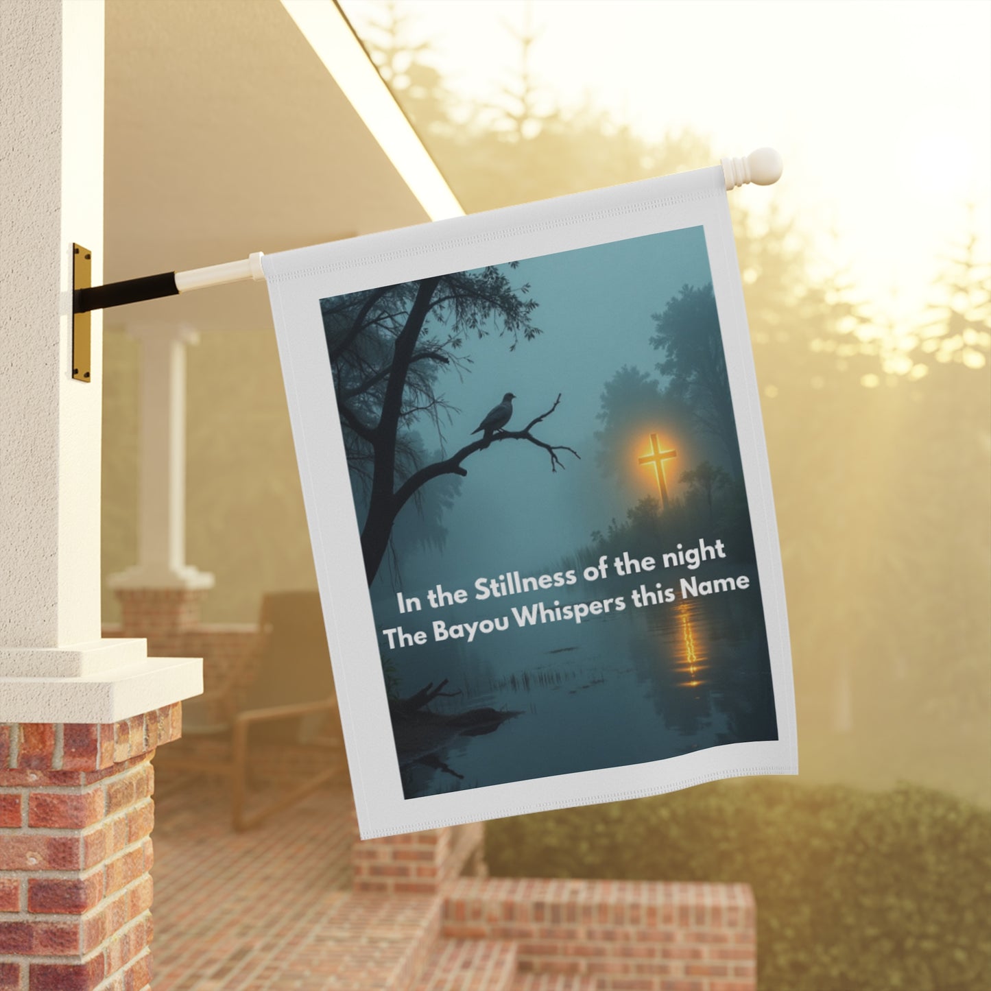 Bayou Night Garden Flag — "In the Stillness of the night The Bayou Whispers this Name"