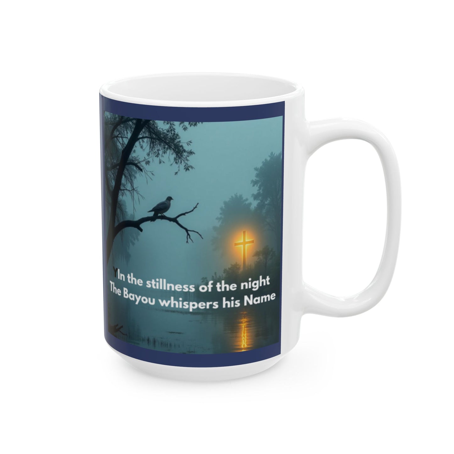 Bayou Midnight Ceramic Mug – Scenic Moonlit Swamp Coffee Cup (11oz, 15oz)