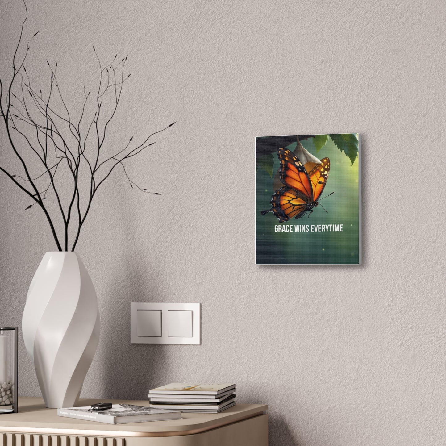 Canvas Print - 'Grace Wins Everytime' Monarch Butterfly Wall Art
