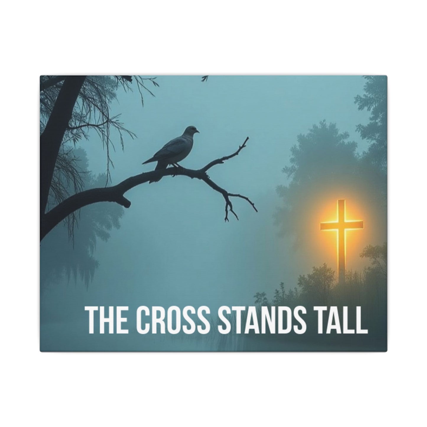 Faith Canvas Wall Art – "The Cross Stands Tall Over Every Storm" Matte Stretched Canvas