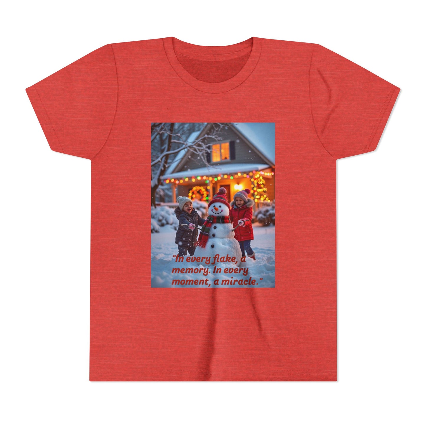 Youth Snowflake Memory Tee, Christmas T-Shirt, Holiday Gift for Kids, Winter Apparel, Fun Family Celebration Outfit, Snowman Design  70a
