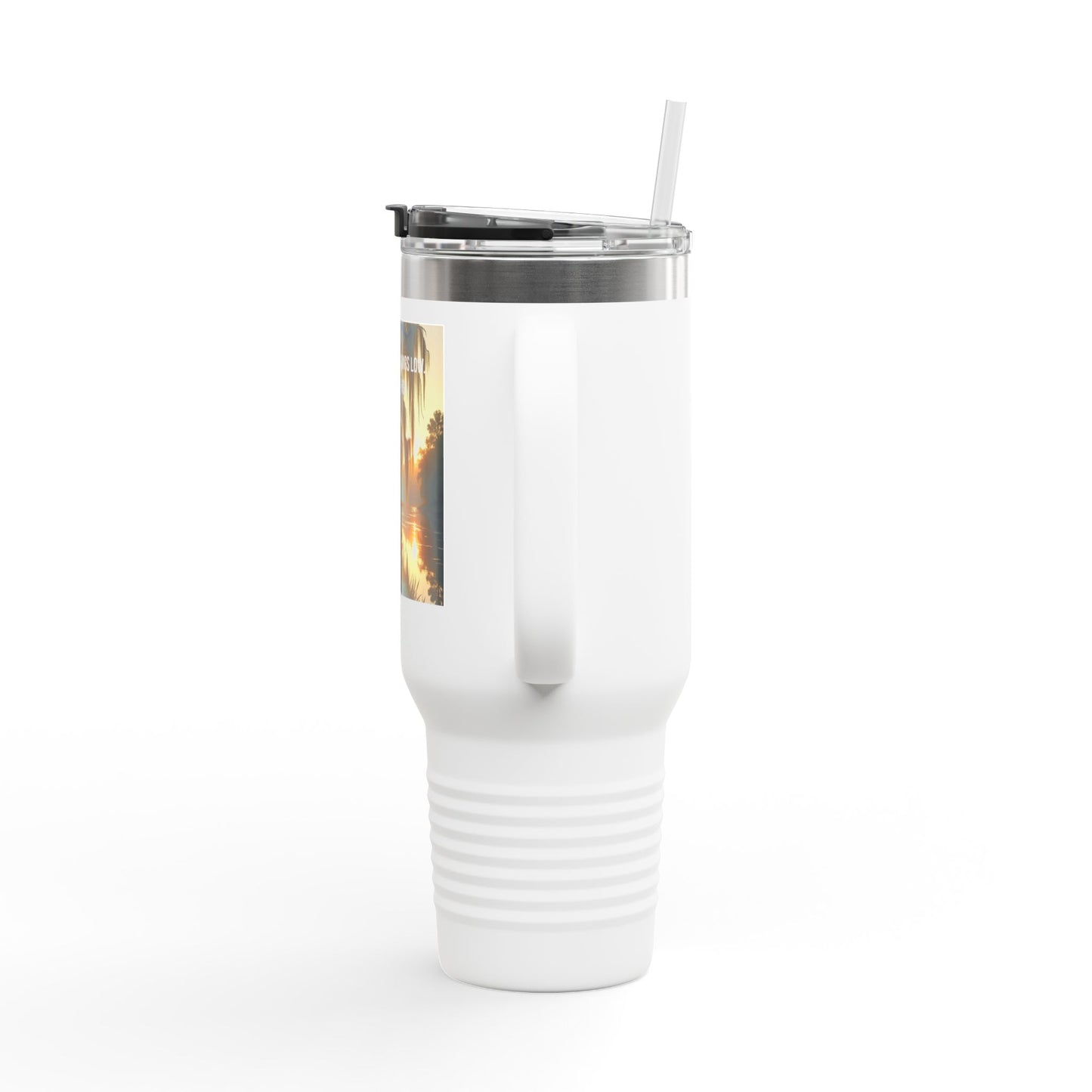 40oz Insulated Travel Mug — Tropical Sunset Faith Design