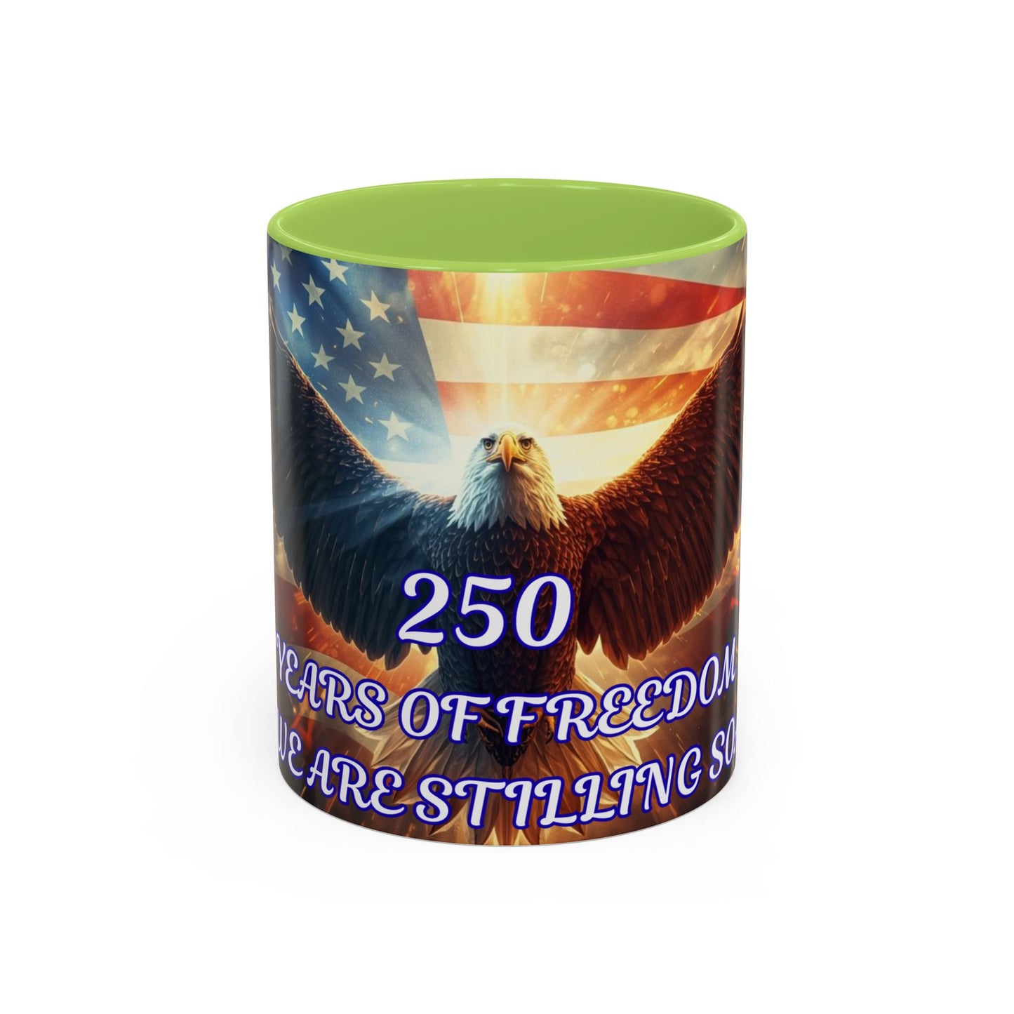 Patriotic Eagle Coffee Mug – "250 Years of Freedom" Accent 11/15oz