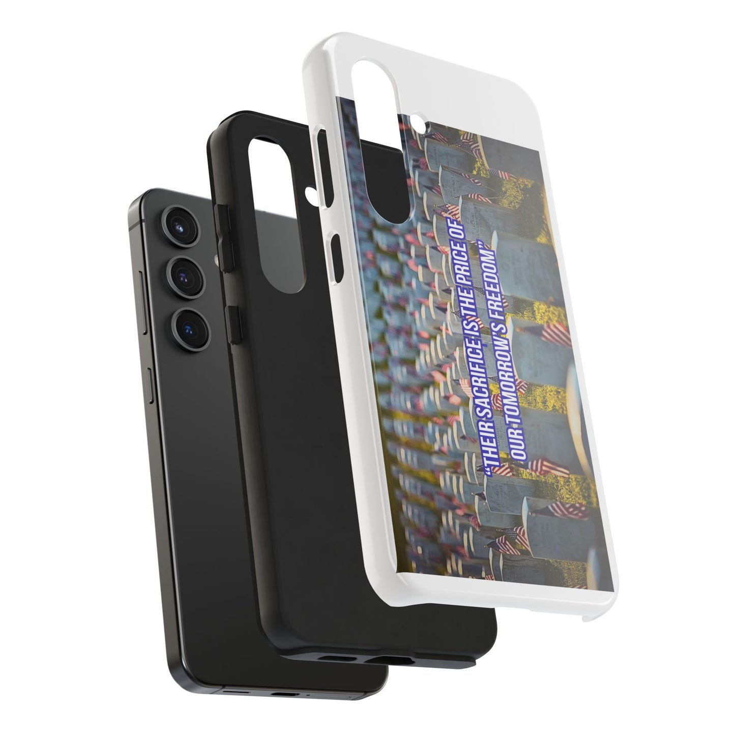 Veterans Memorial Tough Phone Case — "Their Sacrifices: The Price of Your Freedom" Patriotic Graveyard Design