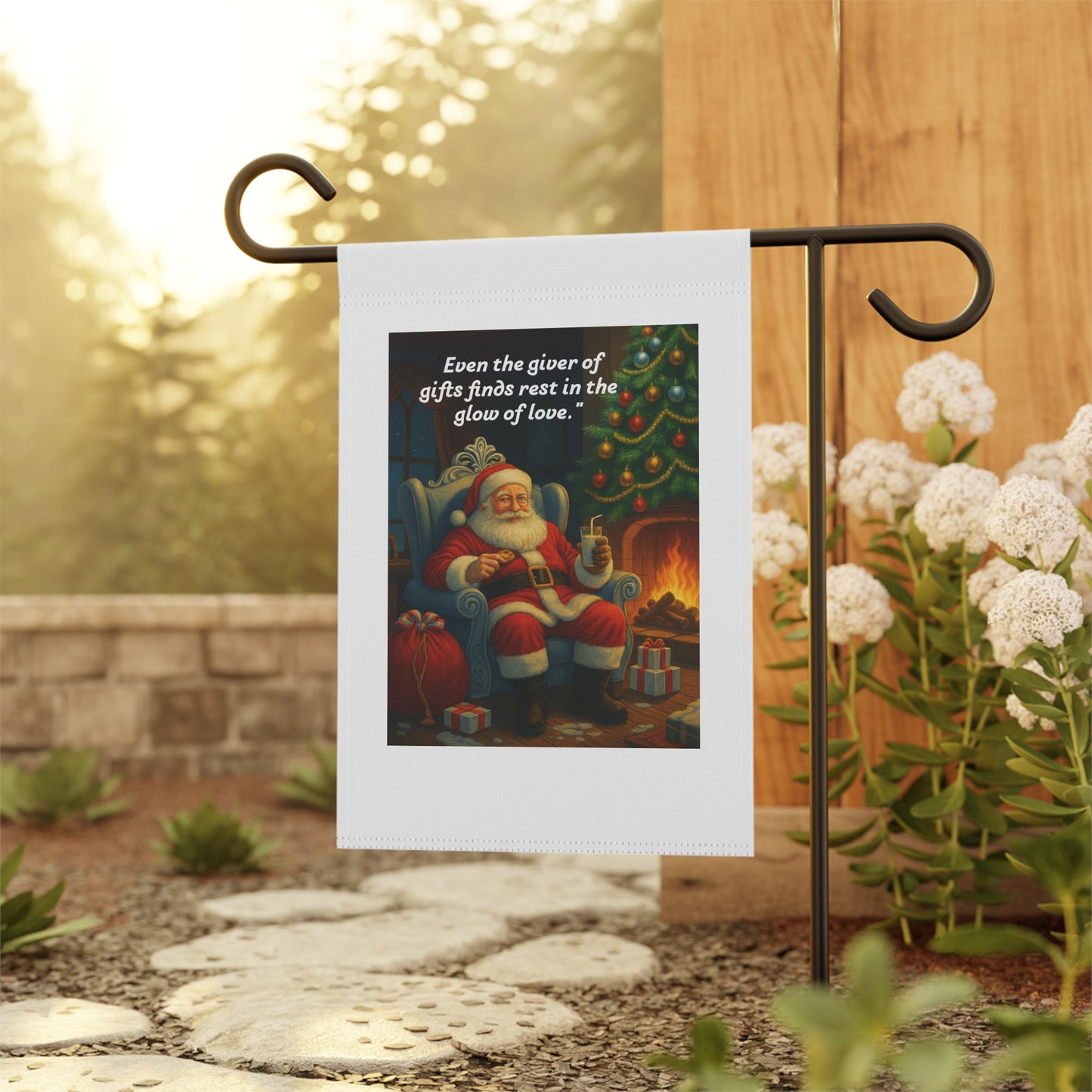 Festive Garden Banner, Holiday Decor, Outdoor Christmas Sign, Porch Decoration, Santa Claus Artwork  209