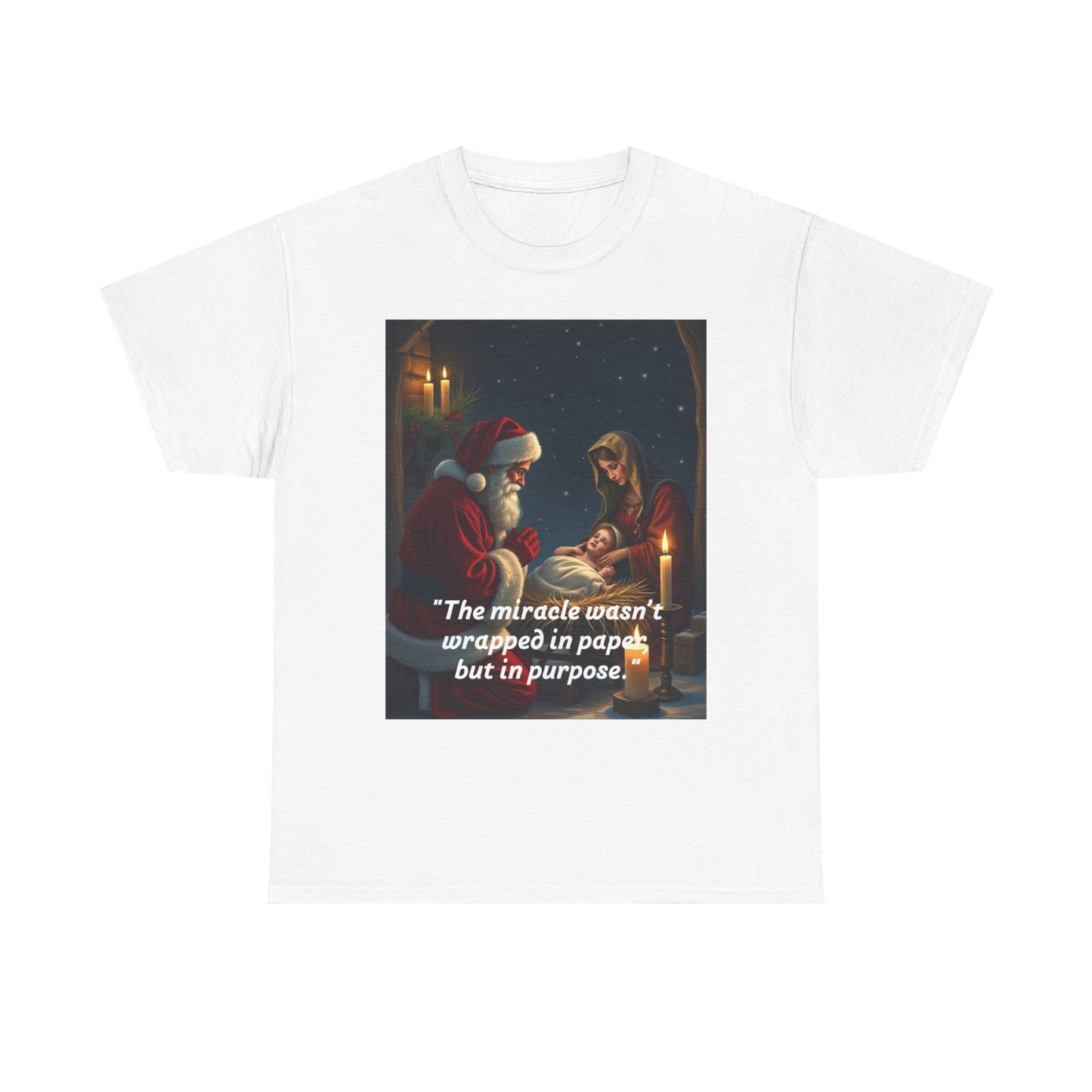 Christmas Inspirational Tee, Unisex Heavy Cotton Tee, Santa Shirt, Holiday Gift, Family Gathering, Faith-Based Apparel