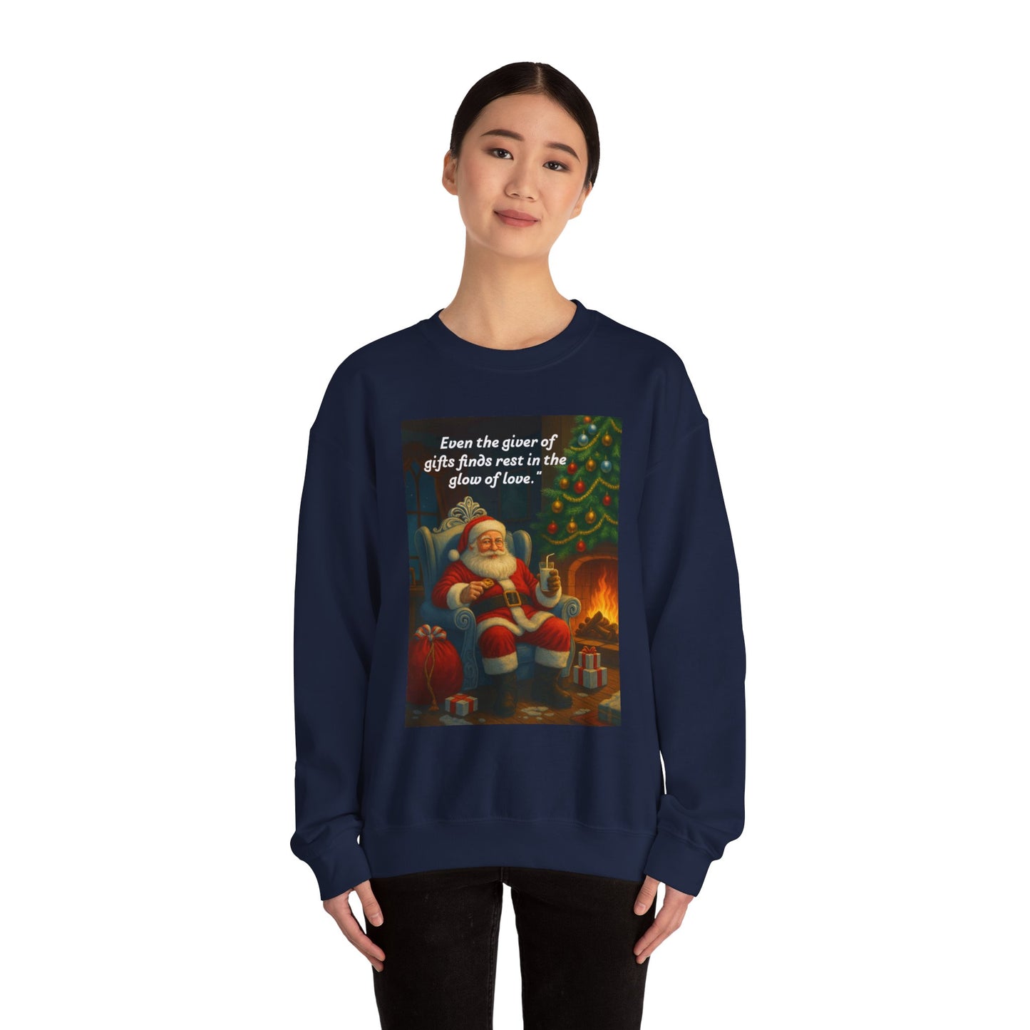 Cozy Christmas Sweatshirt: Santa's Gift of Love Quote, Holiday Warmth, Gift Idea, Festive Apparel, Winter Comfort
