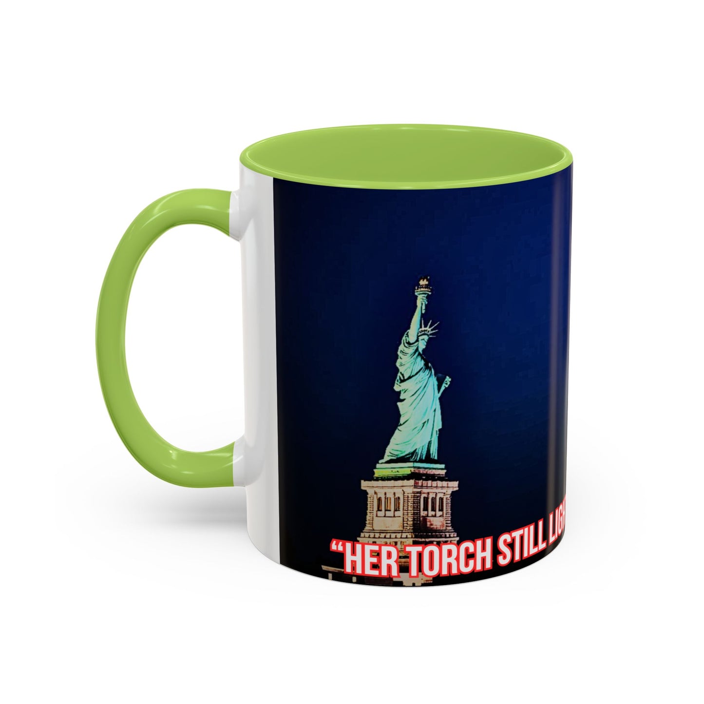 Fireworks Accent Coffee Mug — Inspirational "Lights the Path to Freedom" Design