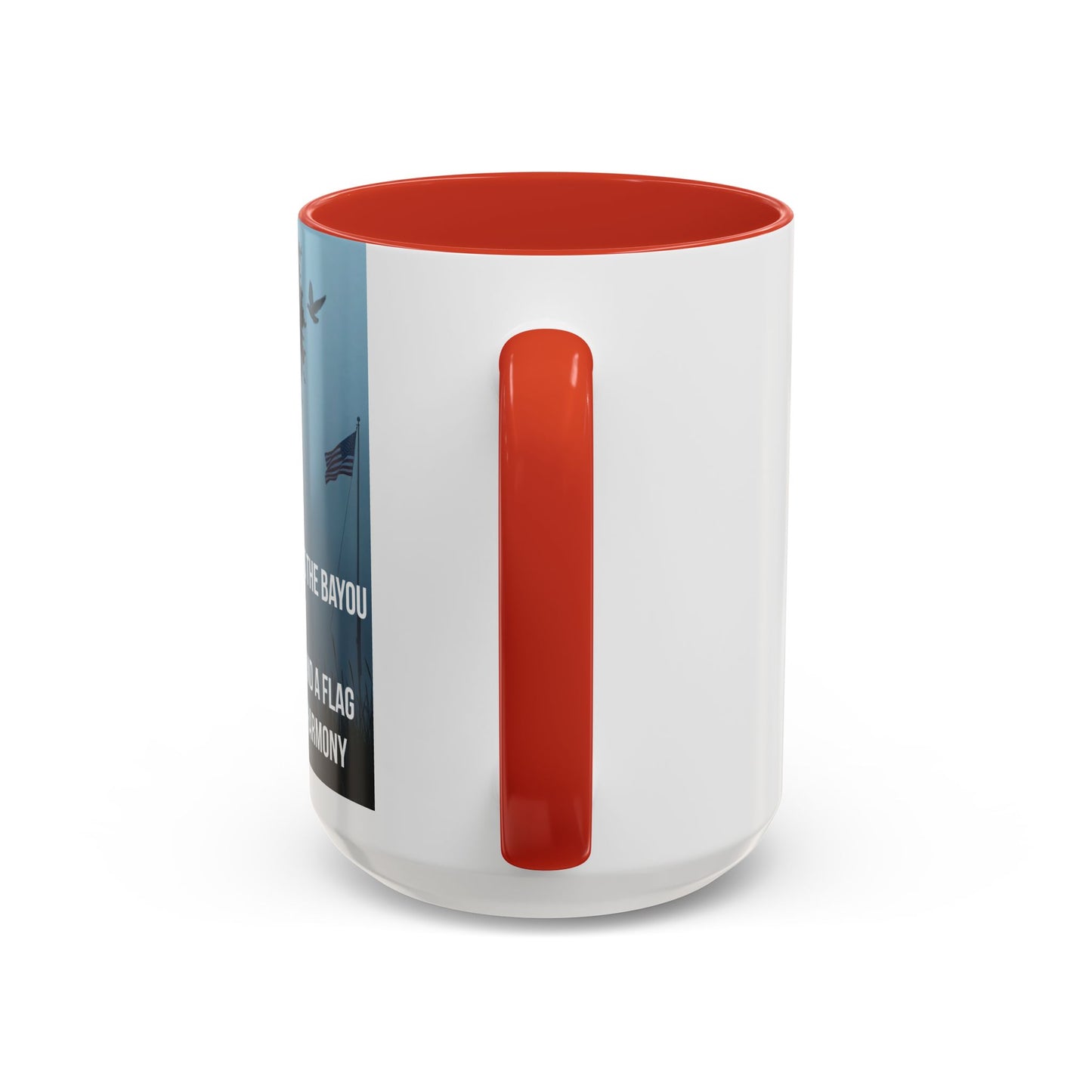 Bayou Cross & Flag Coffee Mug — Inspirational Southern Scene with Peaceful Verse (11/15 oz)