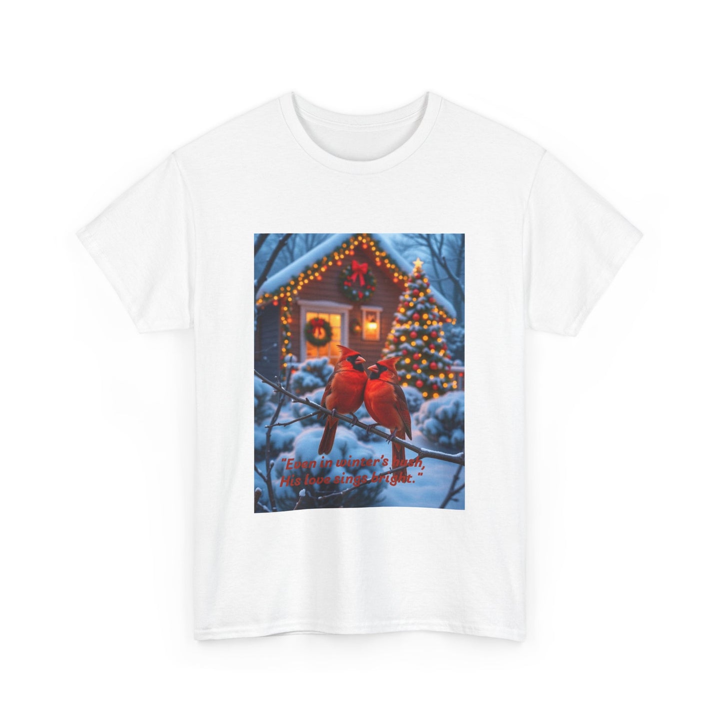 Cozy Winter Tee, Christmas Shirt, Holiday Gift, Unisex Cotton Tee, Winter Vibes, Cardinal T-Shirt