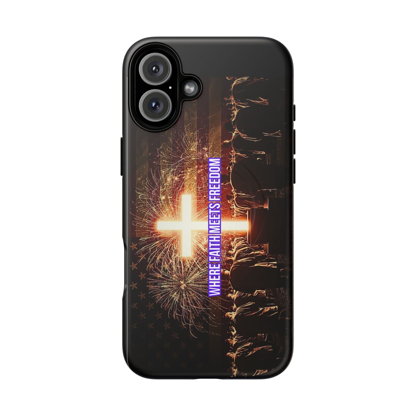 Christian Cross Phone Case - "Where Faith Meets Freedom" Tough Magnetic Case