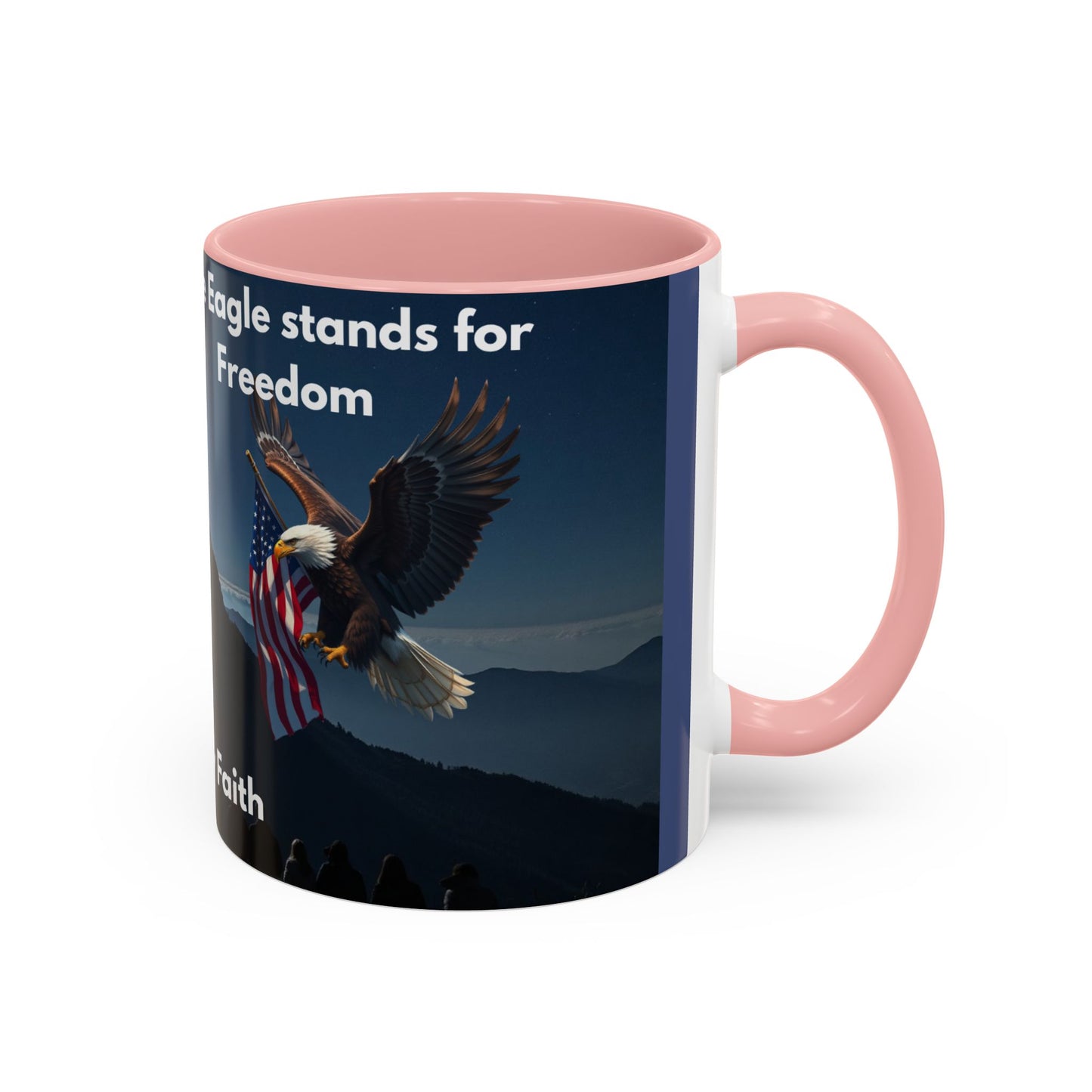 Patriotic Faith Coffee Mug — 'The Eagle Stands for Freedom' 11/15oz Accent Mug