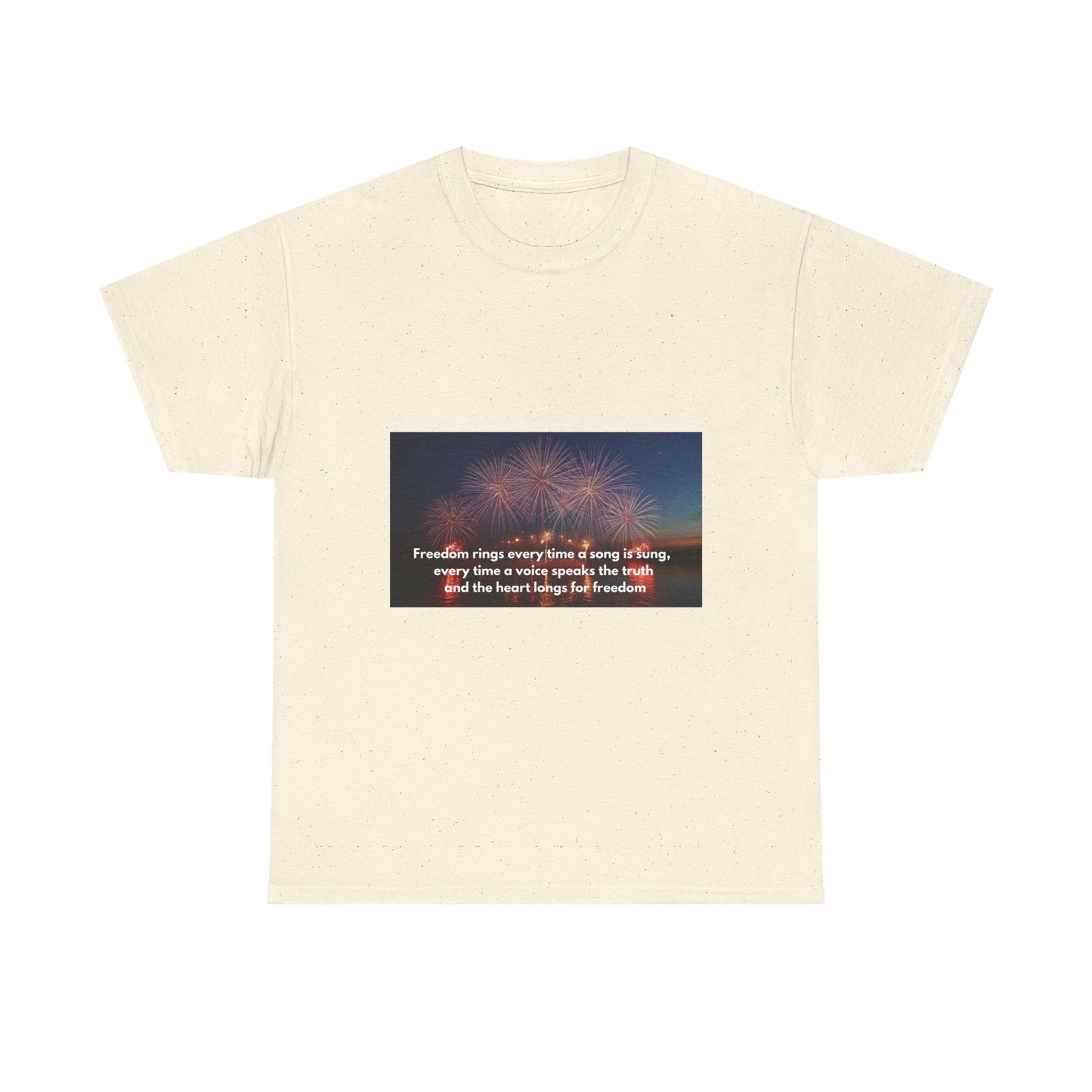 T-Shirt — Patriotic Fireworks Tee with 'Freedom Rings' Quote