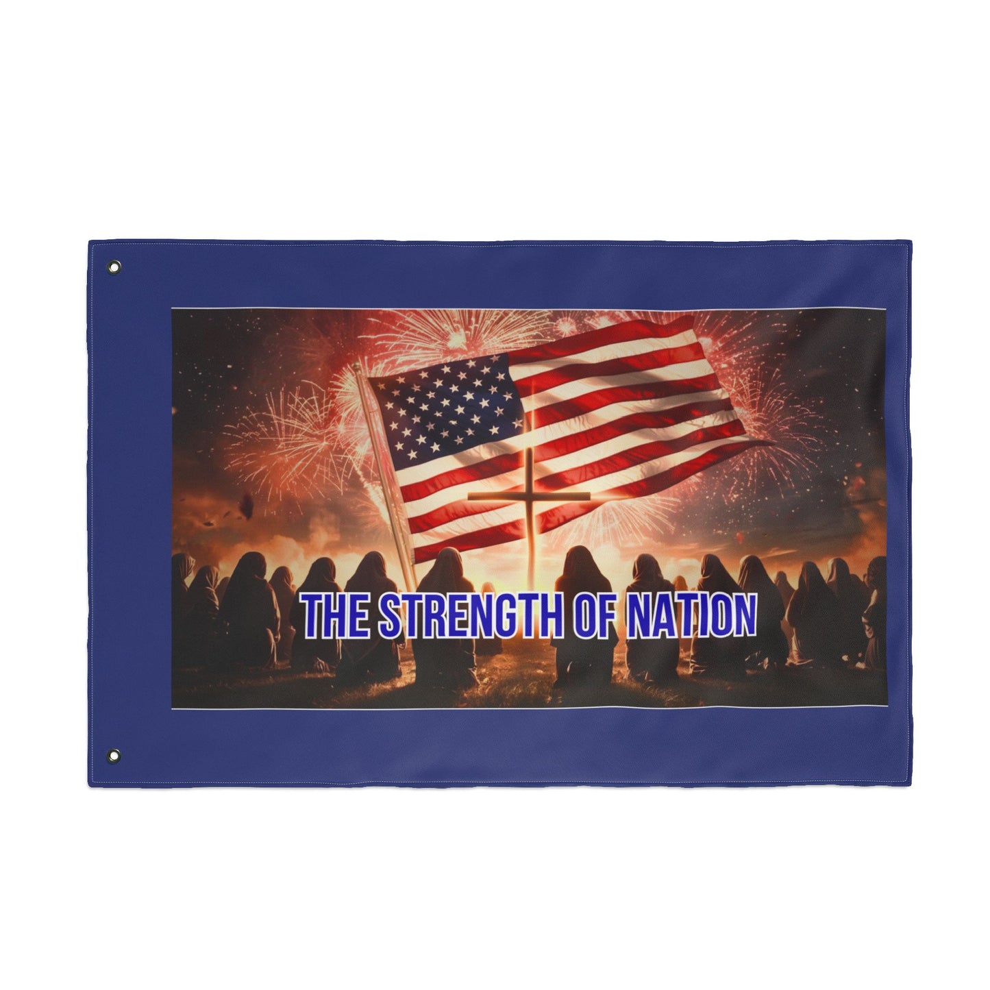 Patriotic Double-Sided Flag - "The Strength of the Nation" Fireworks Memorial Display
