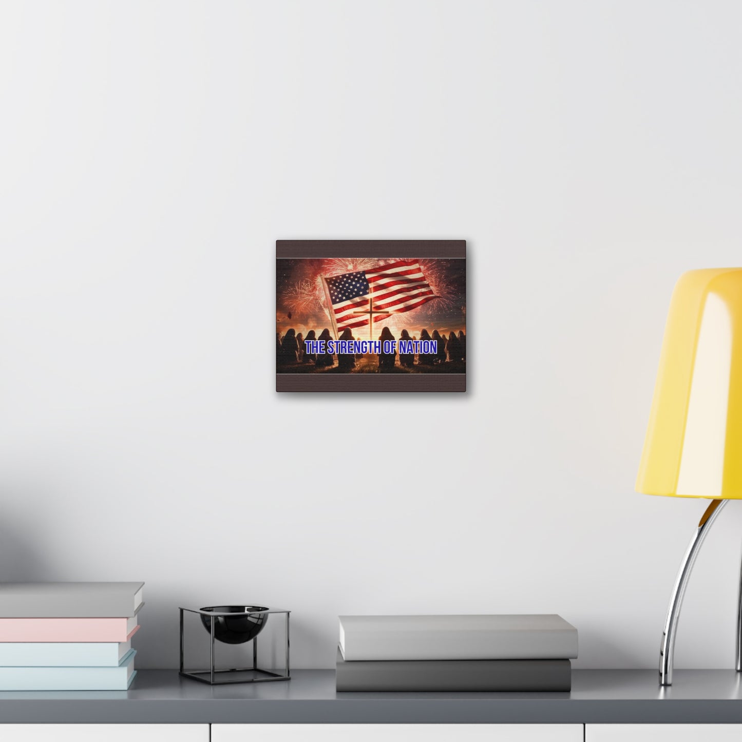 Patriotic Canvas Wall Art – “The Strength of Nation” American Flag with Fireworks