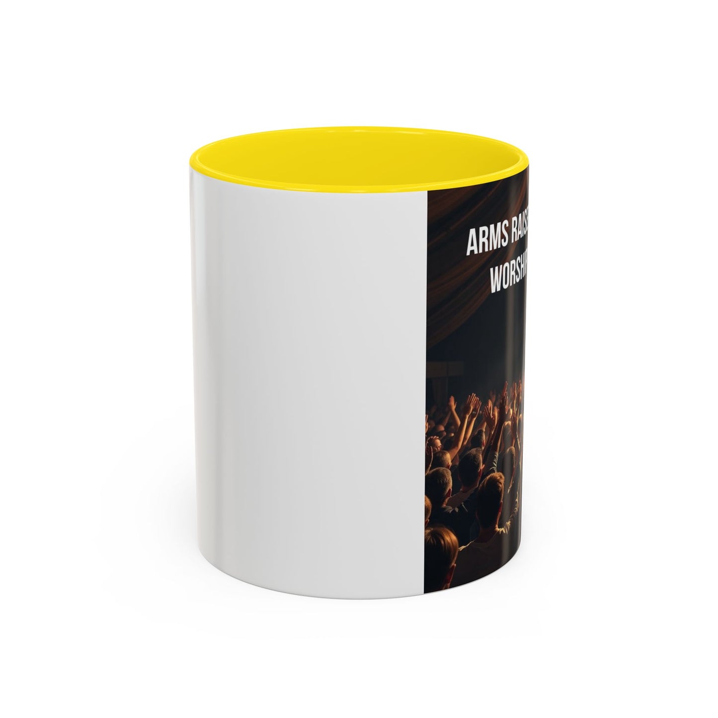 Worship Concert Coffee Mug — "Arms Raised. Spirit Free. Worship Unchained" Accent Mug