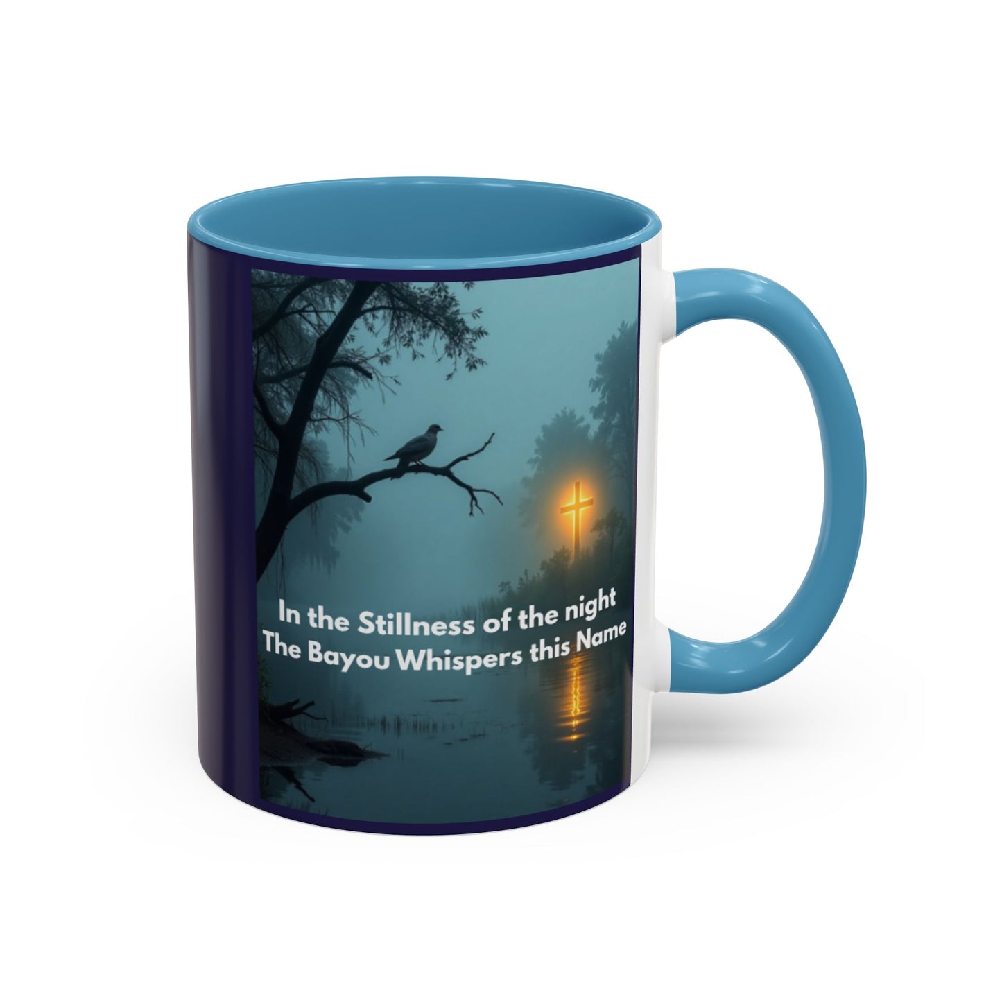 Accent Coffee Mug — Bayou Night Scene with Poetic Quote (11/15oz)