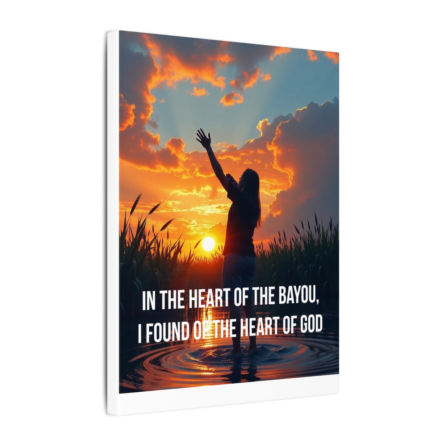 Faith-Inspired Bayou Sunset Canvas - "In the Heart of the Bayou, I Found the Heart of God"