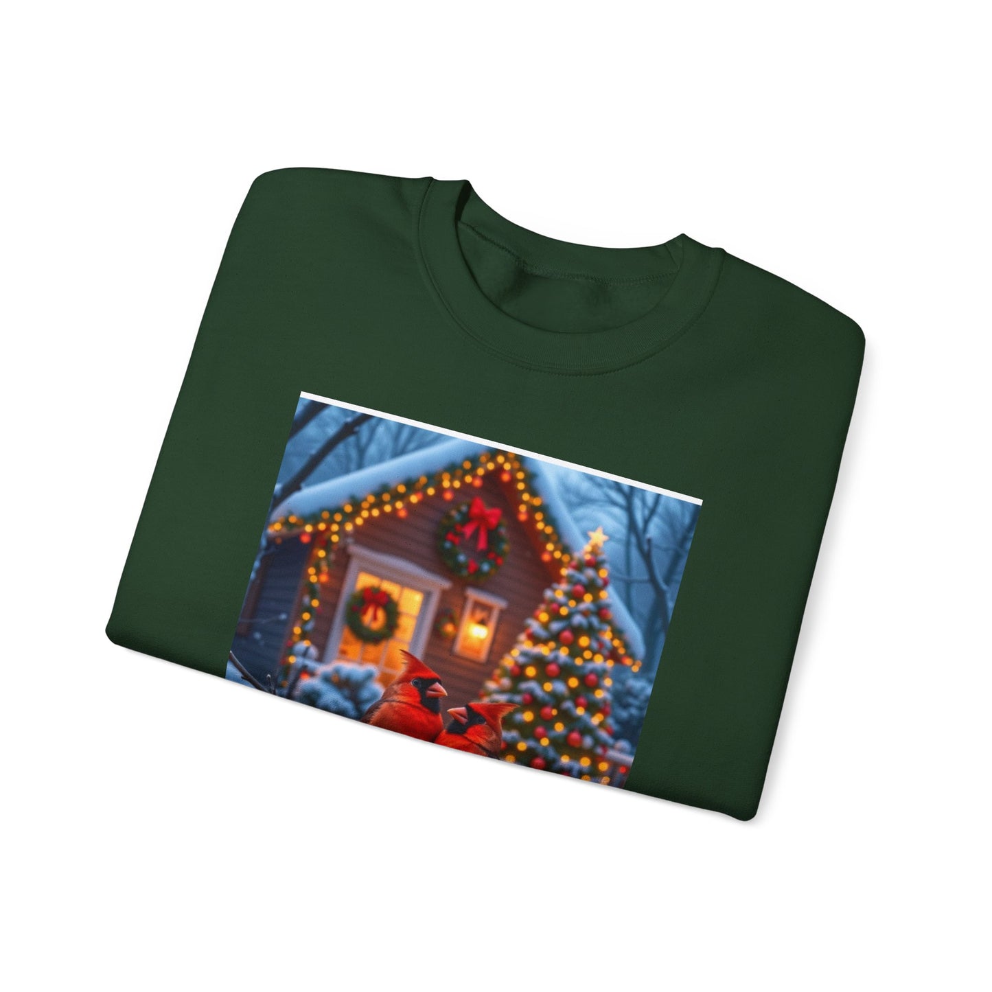Cozy Holiday Sweatshirt with Cardinal Design, Christmas Gift, Winter Layering, Unisex Crewneck, Seasonal Apparel