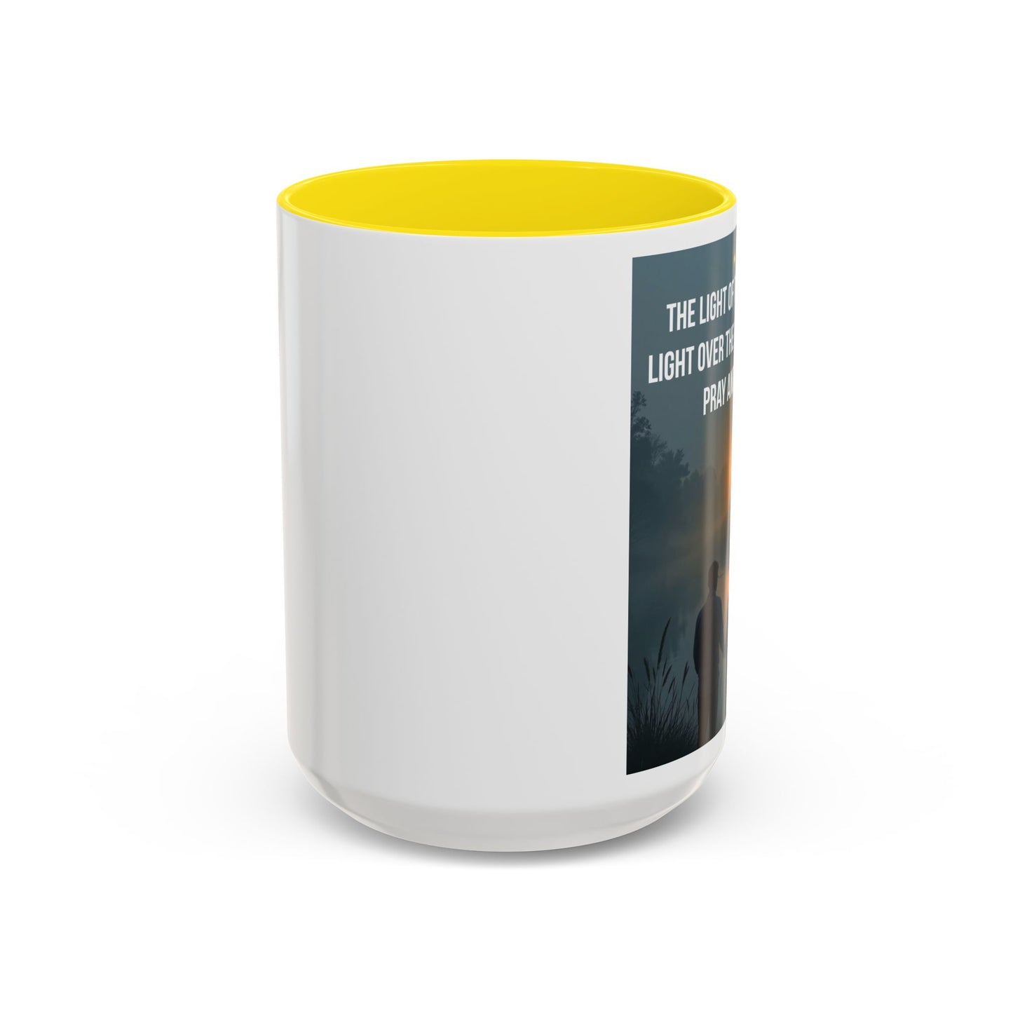Christian Accent Coffee Mug — “The Light of the Cross” Inspirational Bible Verse Design