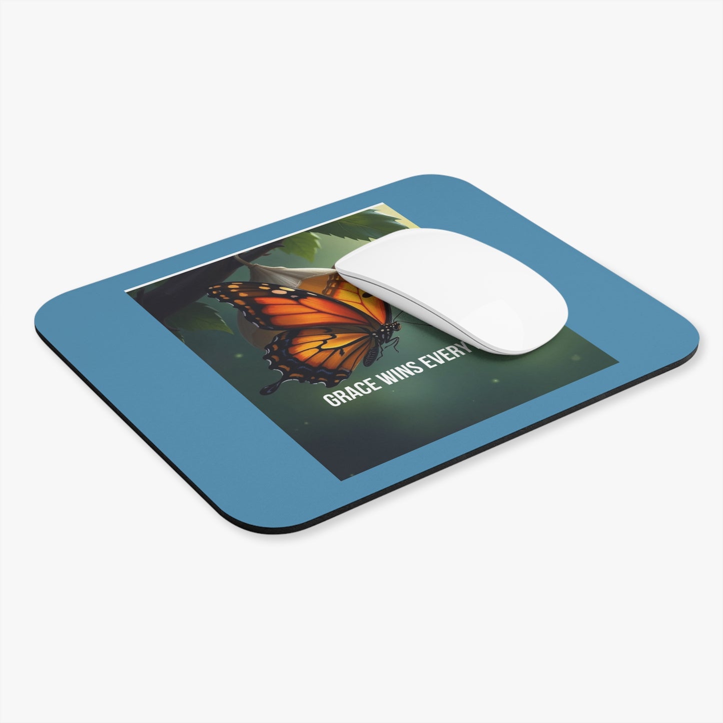 Butterfly Mouse Pad — 'Grace Wins Everytime' Inspirational Desk Mat