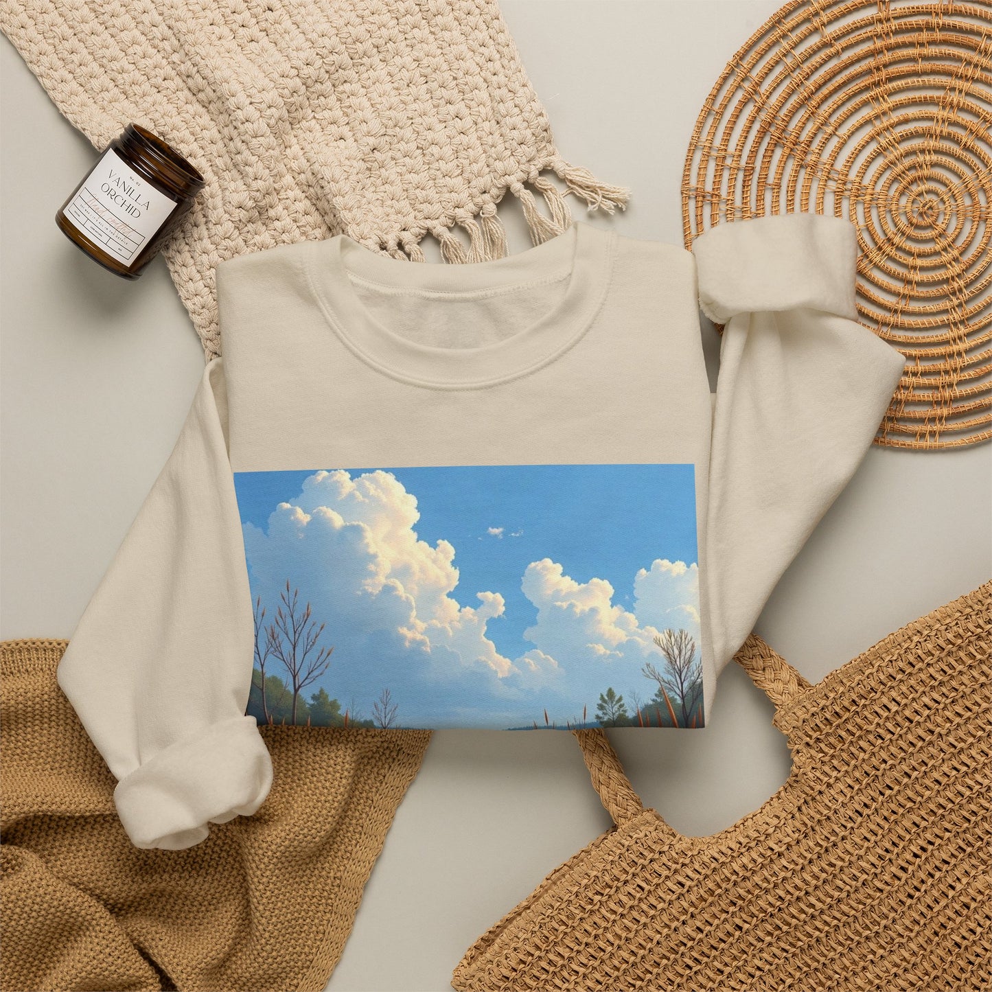 Sweatshirt — Marsh Scene with Lyrics "As I Float Down the Marsh, I Feel God's Grace"