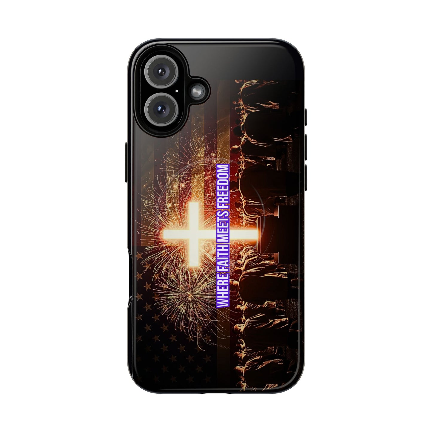 Christian Cross Phone Case - "Where Faith Meets Freedom" Tough Magnetic Case